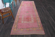 1970'lerden Anadolu kökenli oryantal desenli el dokuma vintage yolluk, 110x361 cm