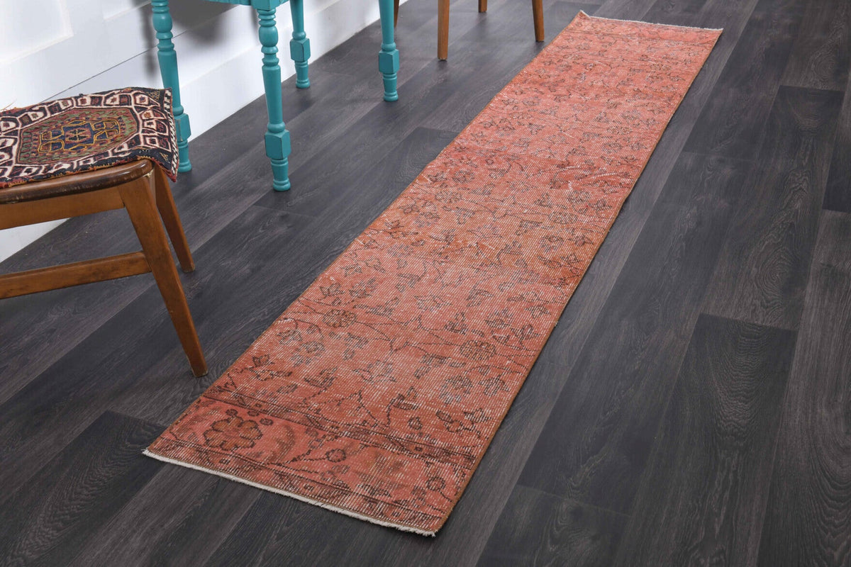 Red Floral Vintage Anatolian Runner Rug
