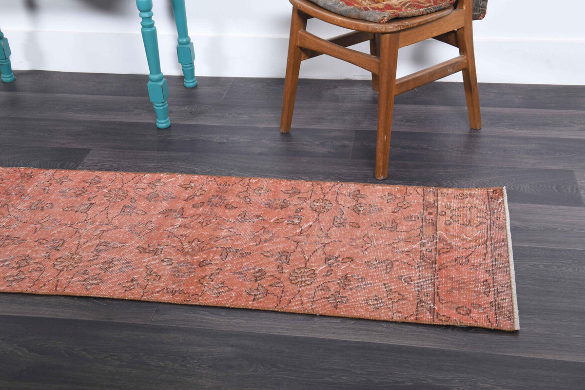 Red Floral Vintage Anatolian Runner Rug
