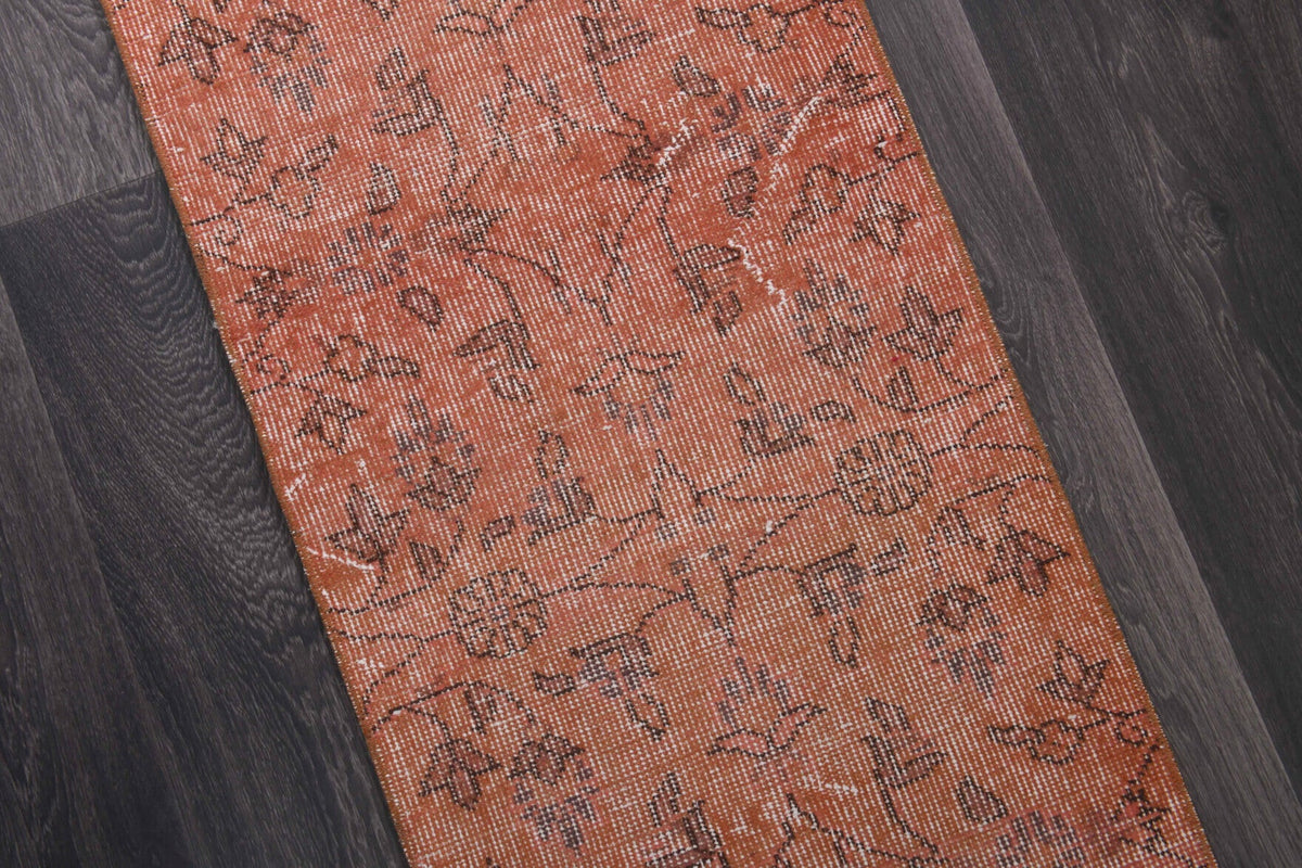 Red Floral Vintage Anatolian Runner Rug