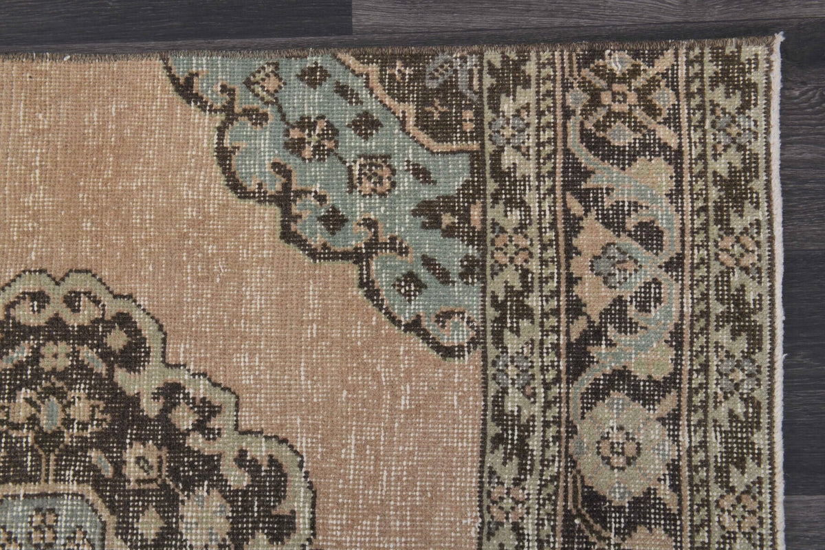 Vintage yolluk 98x393 cm – turuncu, bej ve kahverengi ikat desenli, el dokuma