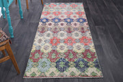 El yapımı vintage yolluk 91x241 cm i̇kat desenli yün - detay görünümü