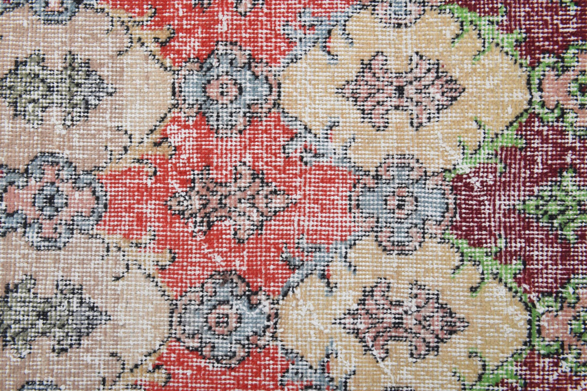 El yapımı vintage yolluk 91x241 cm i̇kat desenli yün - açık alan görünümü