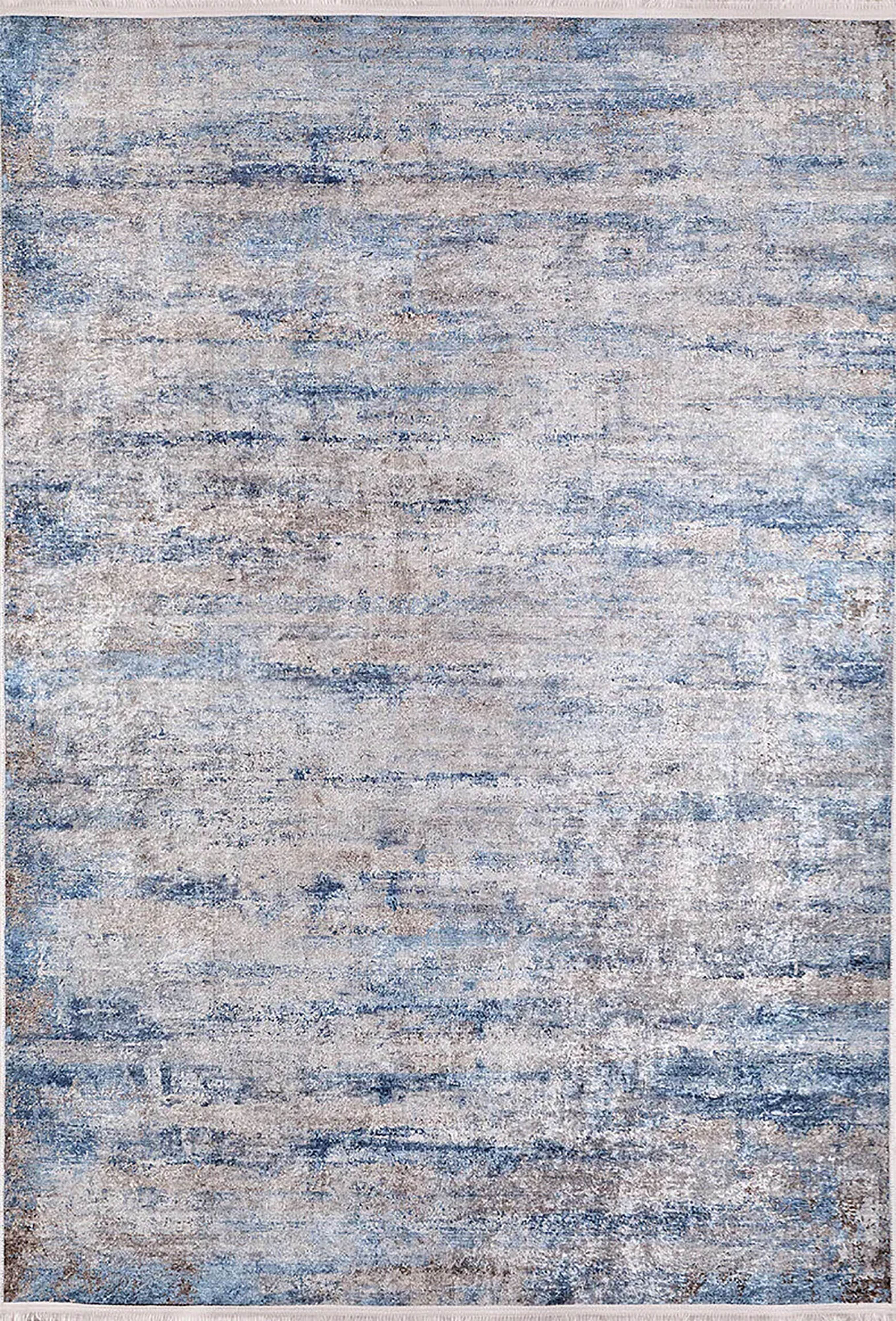 Gri, Bej ve Mavi Soyut Sanat Halısı | Modern Geçişli Efektli Kilim