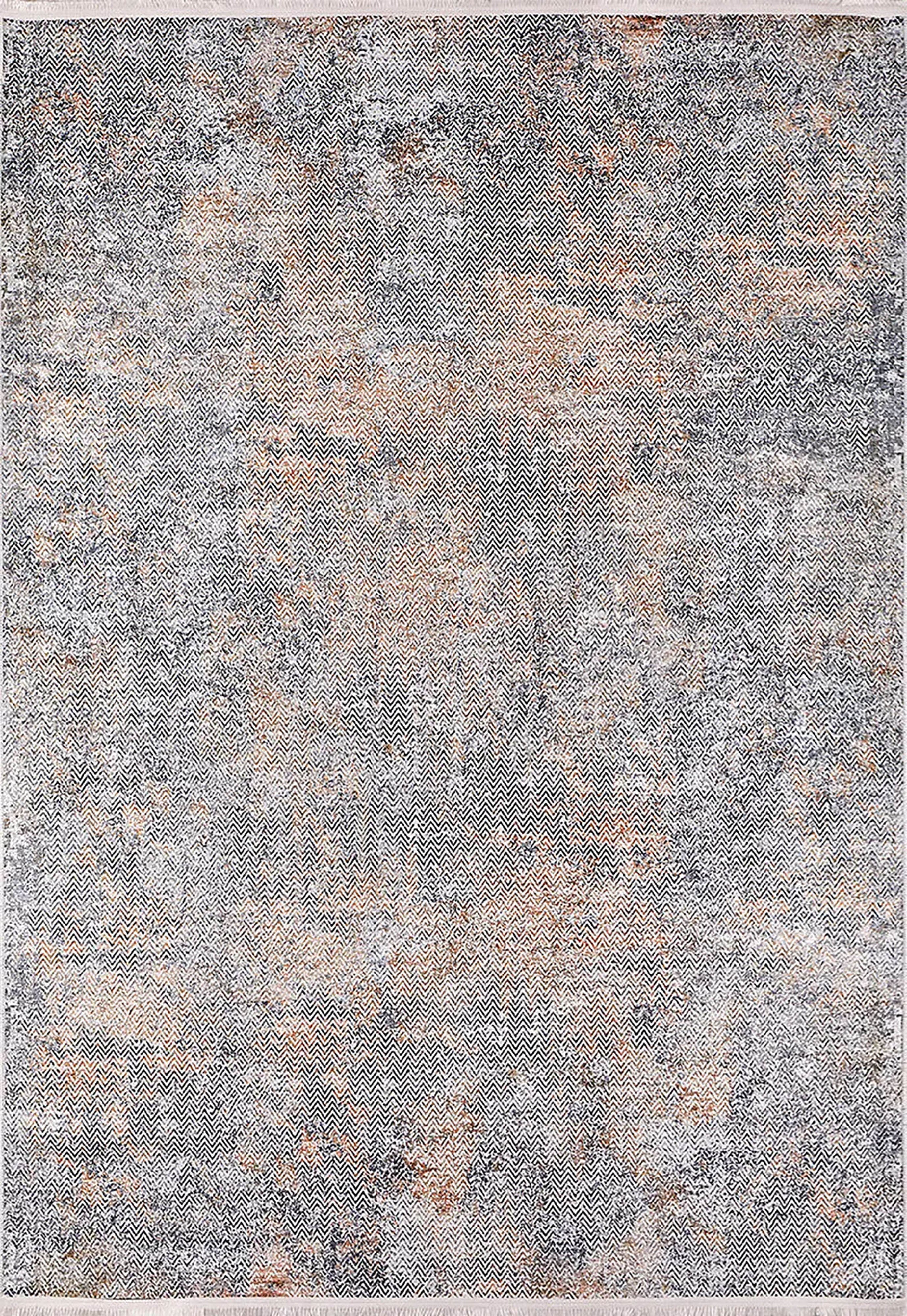 Gri, Pas ve Siyah Zikzak Desenli Halı | Modern Soyut Geçişli Kilim