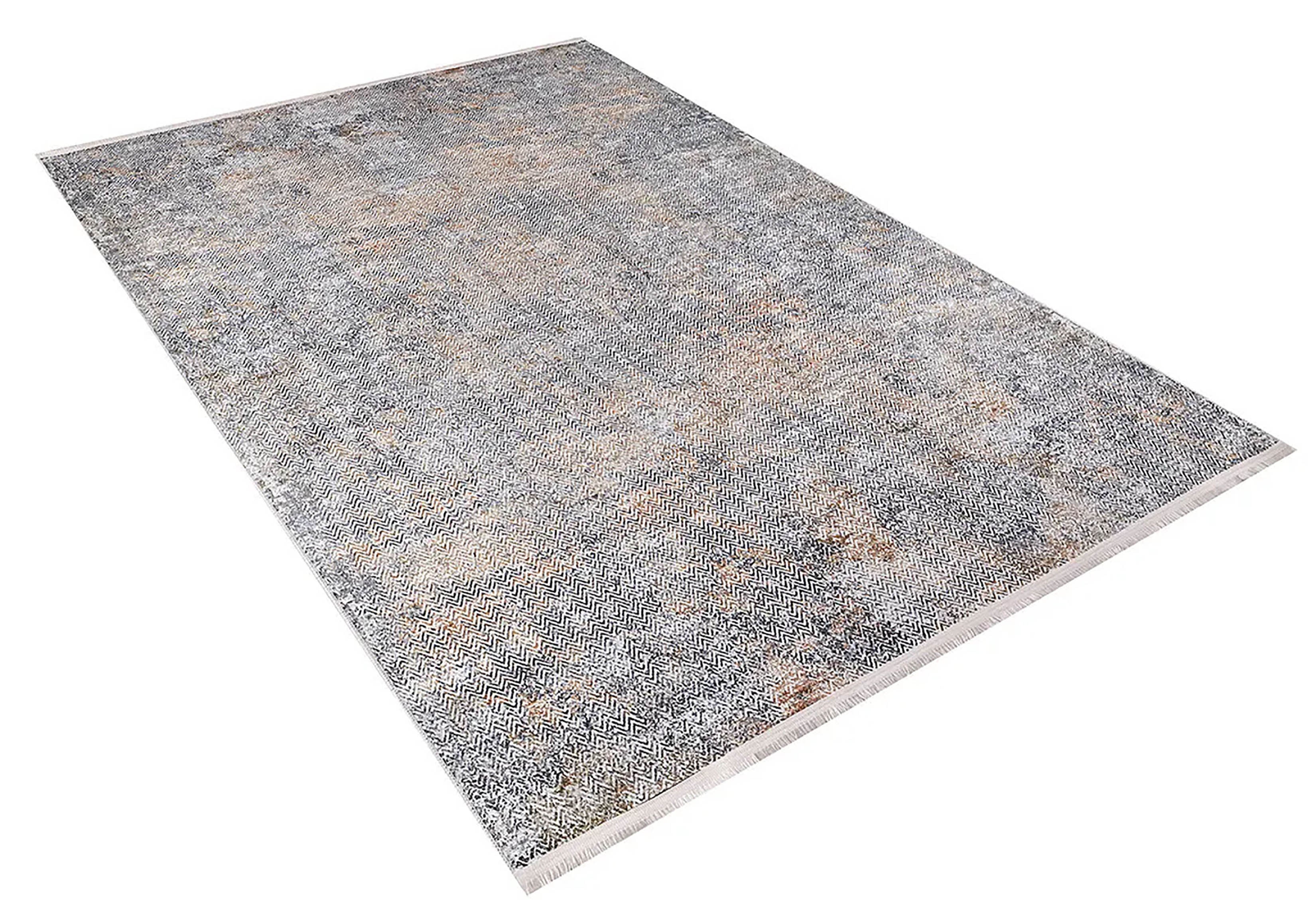 Gri, Pas ve Siyah Zikzak Desenli Halı | Modern Soyut Geçişli Kilim