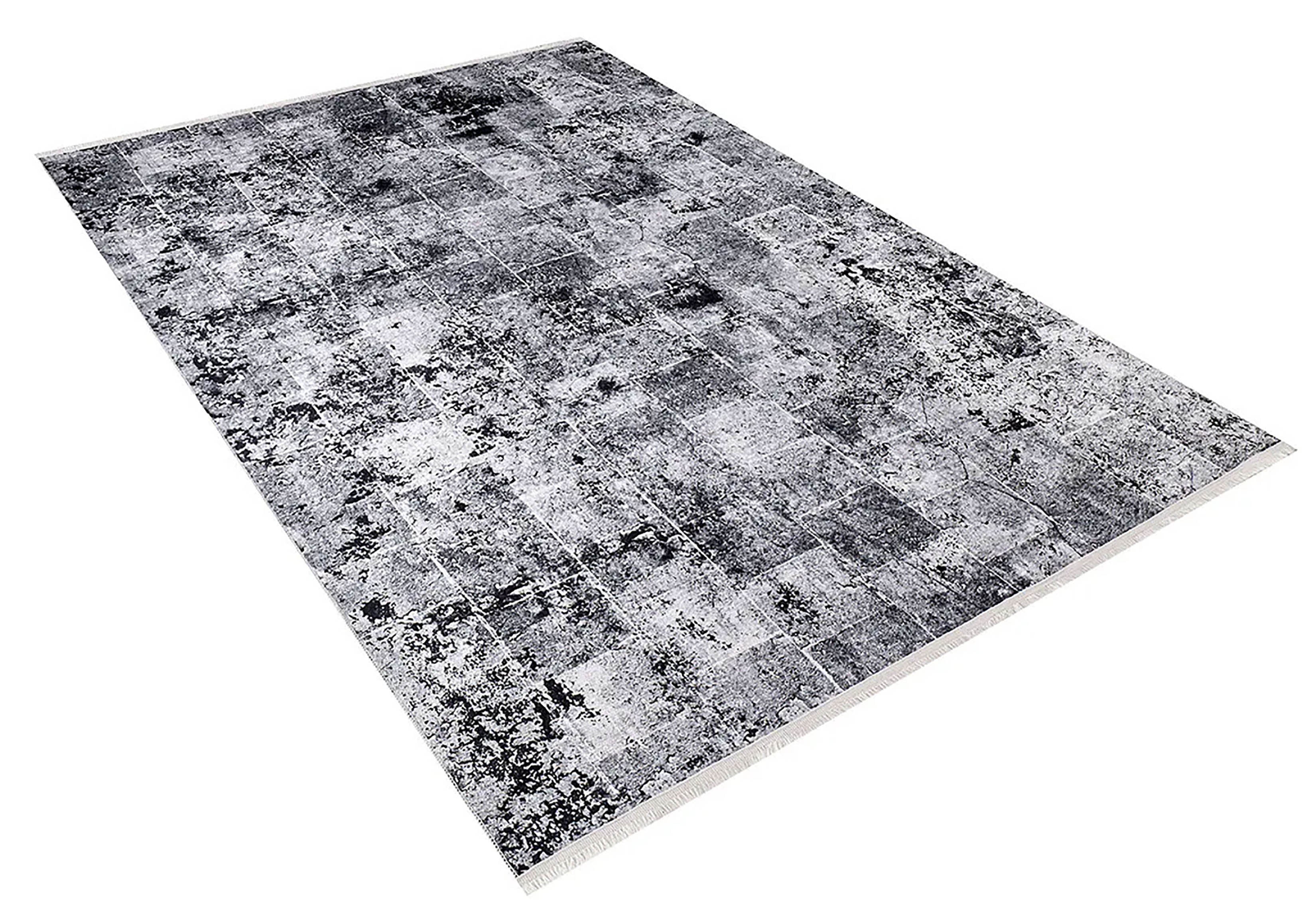 Siyah Beyaz Geçişli Soyut Halı | Modern Karo Efektli Tasarım Kilim
