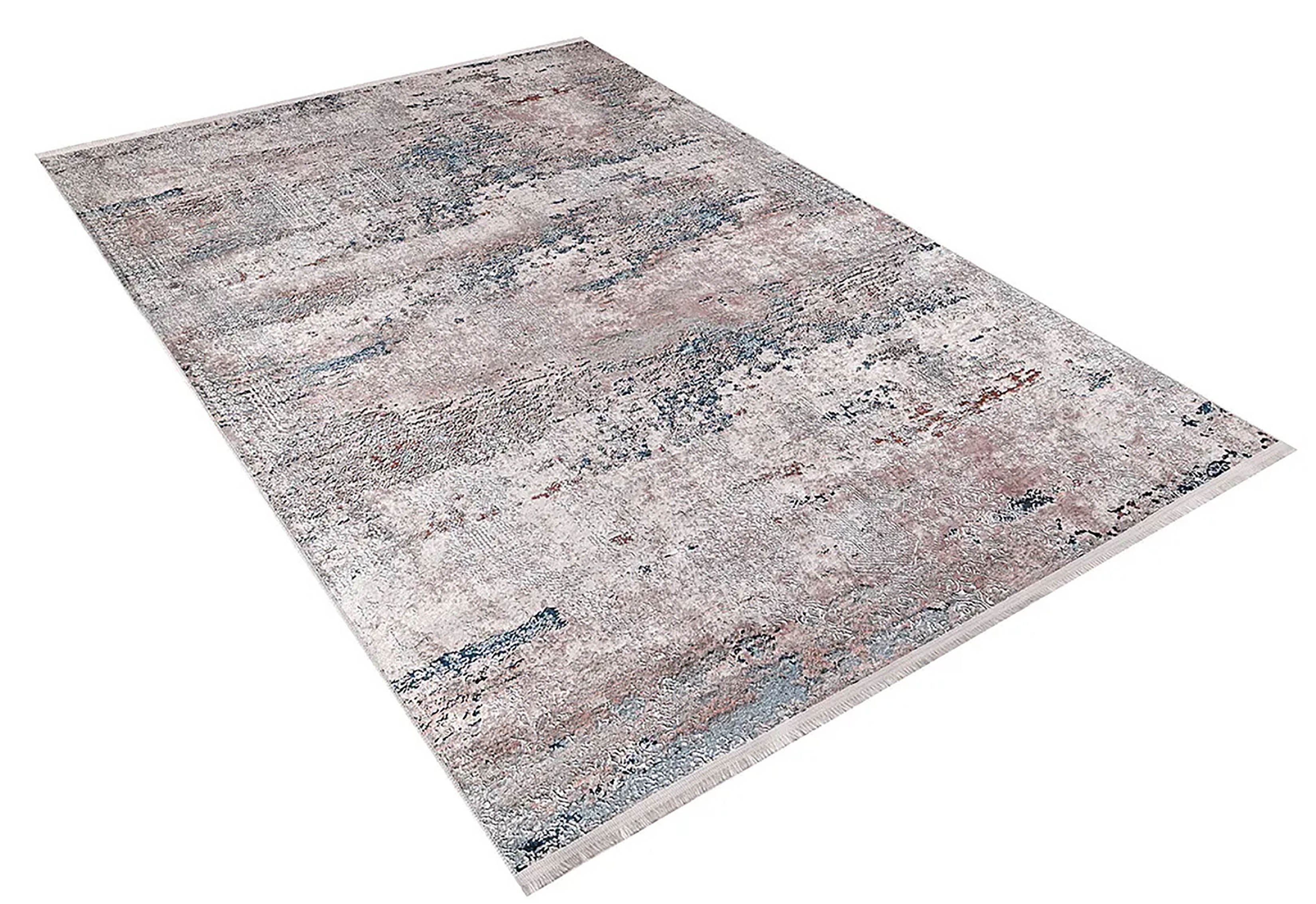 Pale Pink Cream Beige Geometric Patterned Kilim Rug