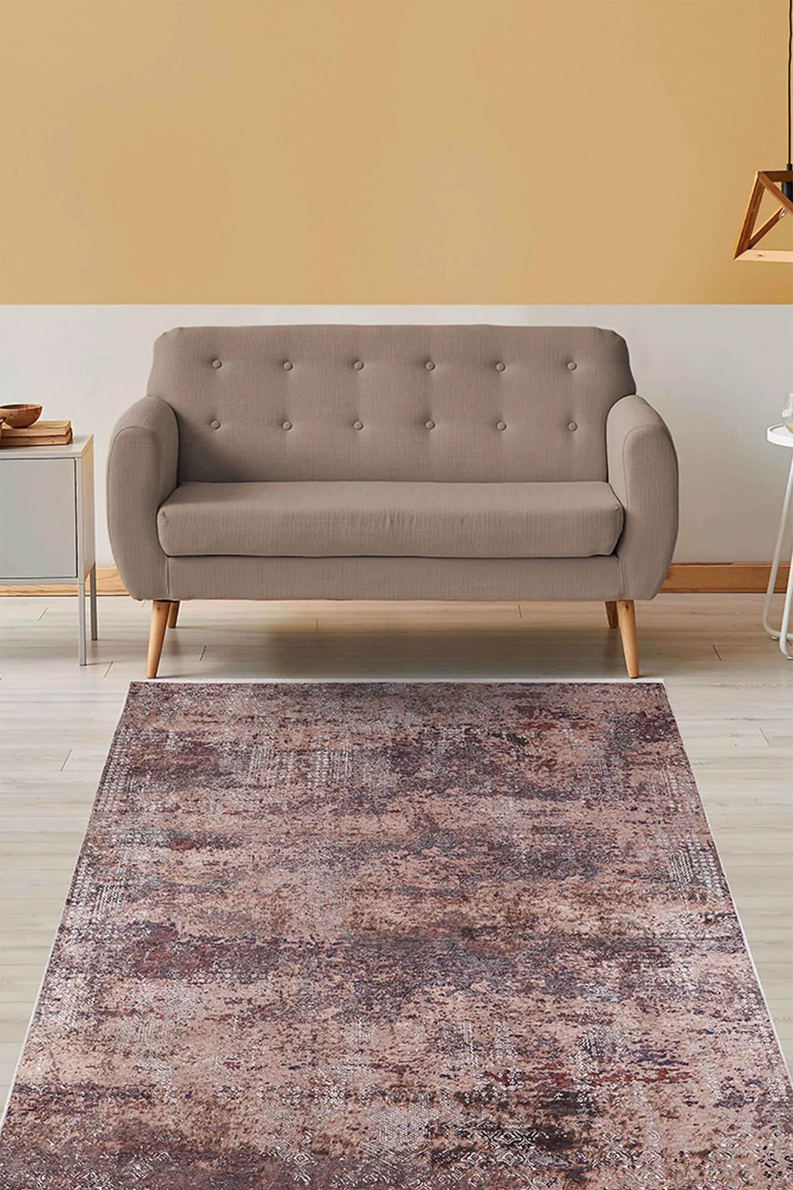 Pale Pink Cream Beige Geometric Patterned Kilim Rug