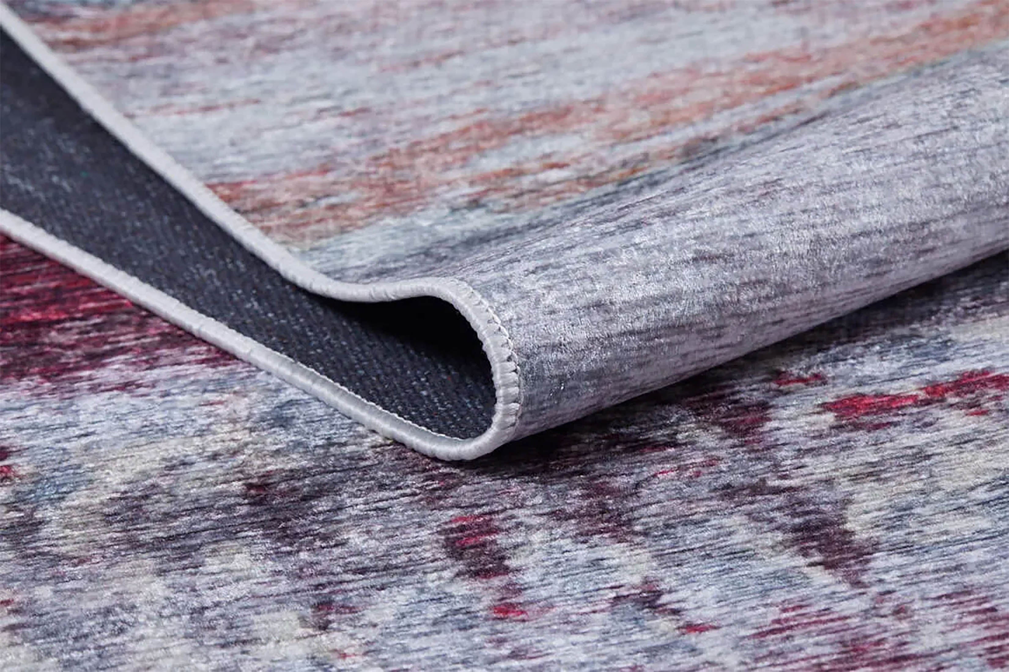 Canlı Kırmızı ve Gri Soyut Sanat Halısı | Modern Geçişli Tasarım Kilim