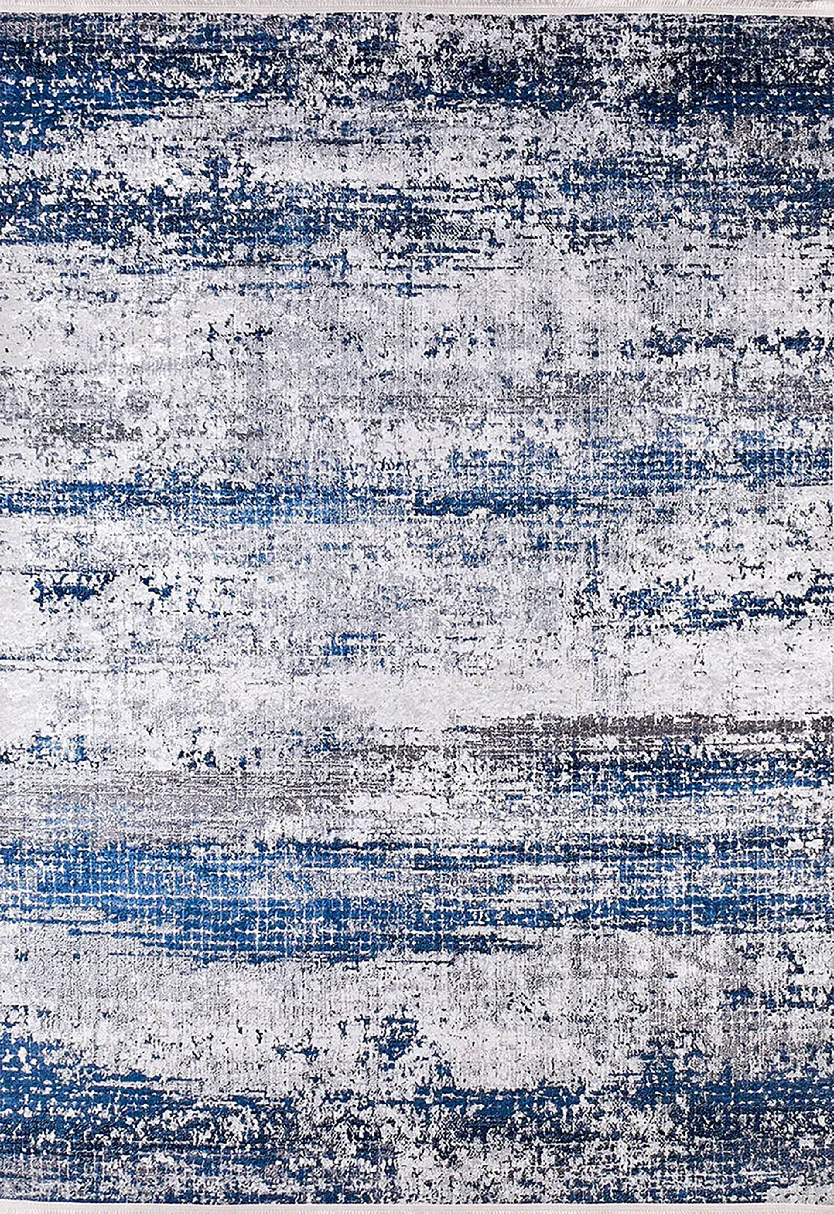 Mavi, Beyaz ve Gri Soyut Sanat Halısı | Geçişli Efektli Modern Kilim