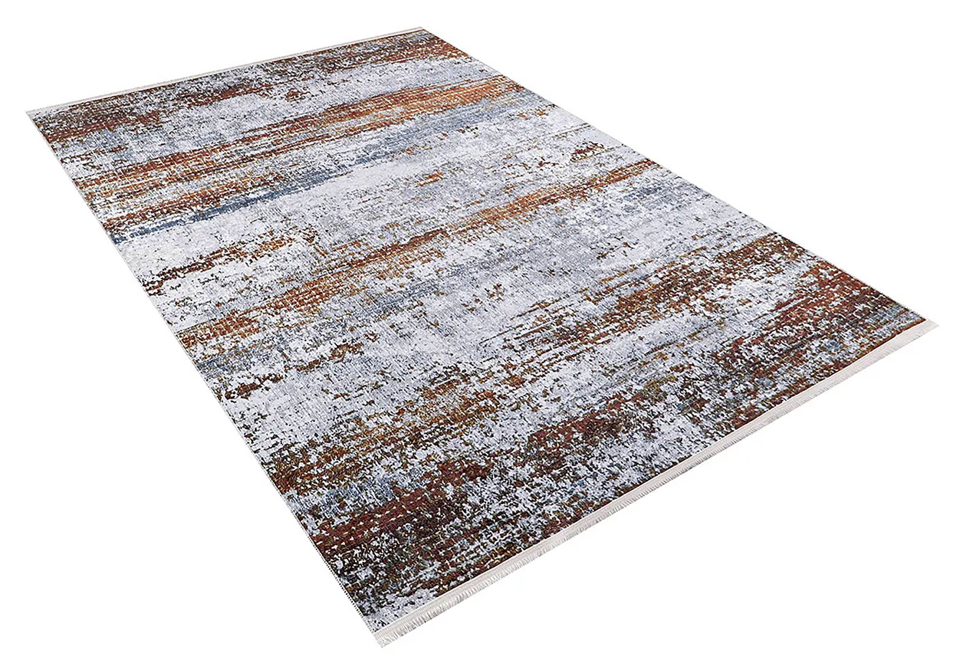 Gri Turuncu Modern Halı - Pera Halı