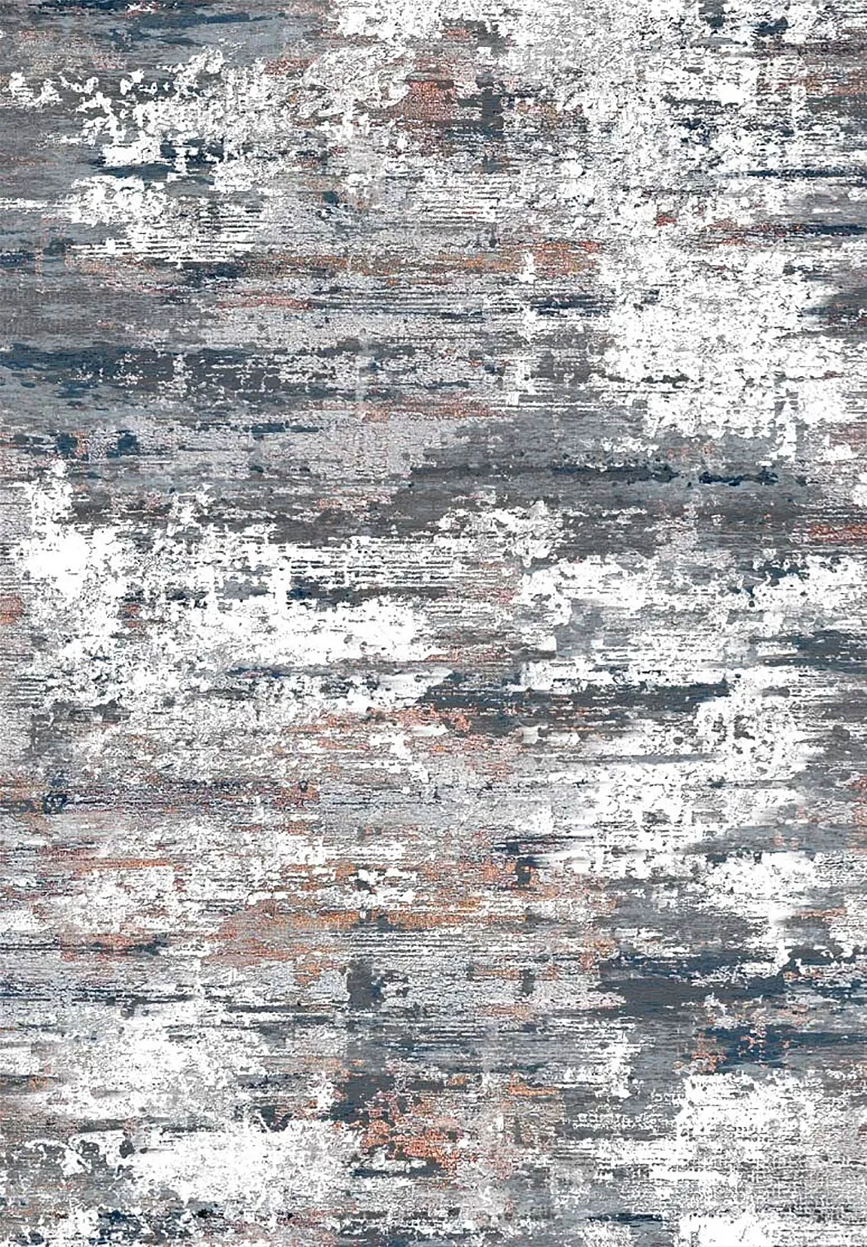 Gri, Beyaz ve Pas Tonlarında Soyut Sanat Halısı | Modern Geçişli Efektli Kilim