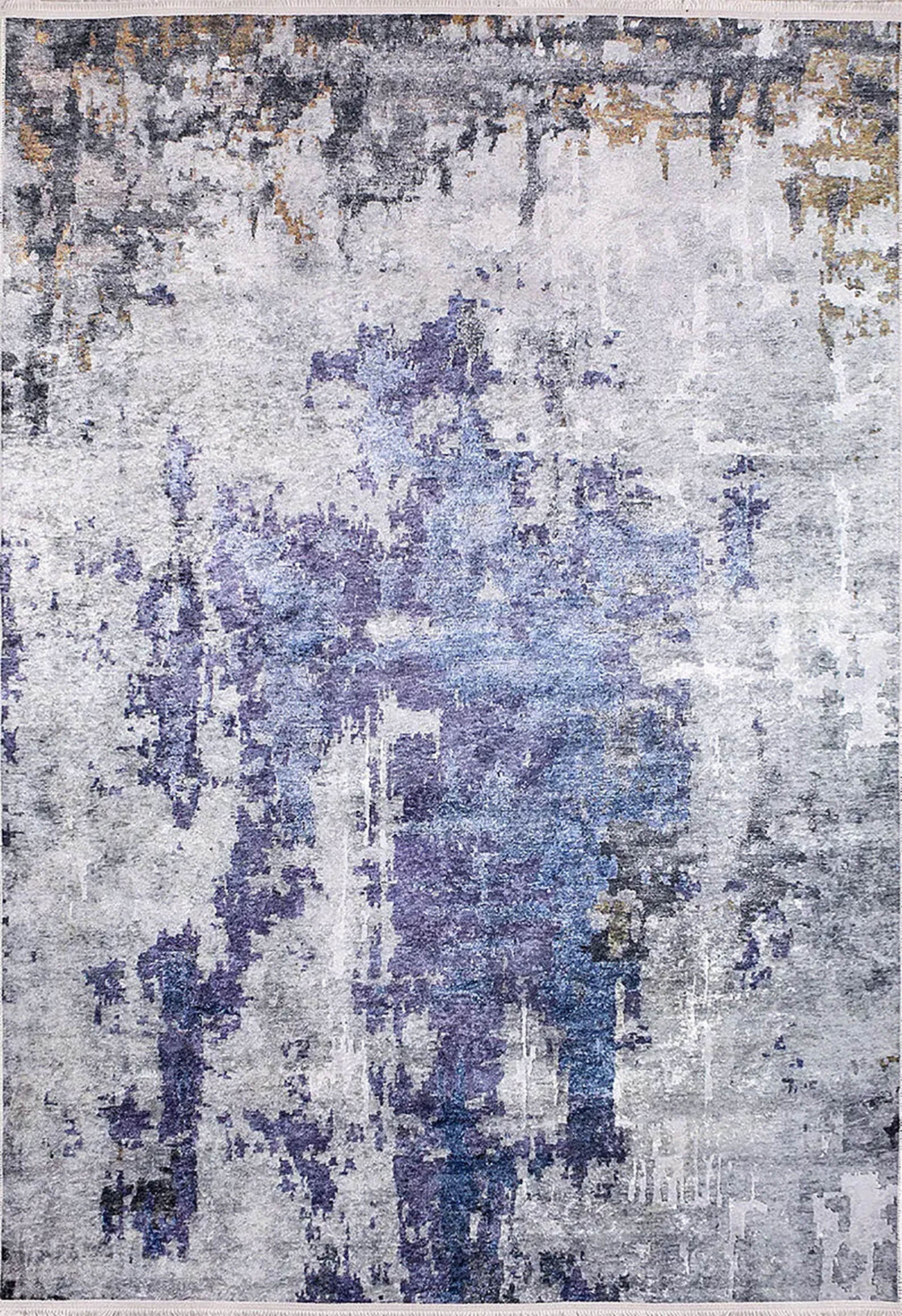 Mor ve Gri Soyut Sanat Halısı | Modern Geçişli Efektli Kilim