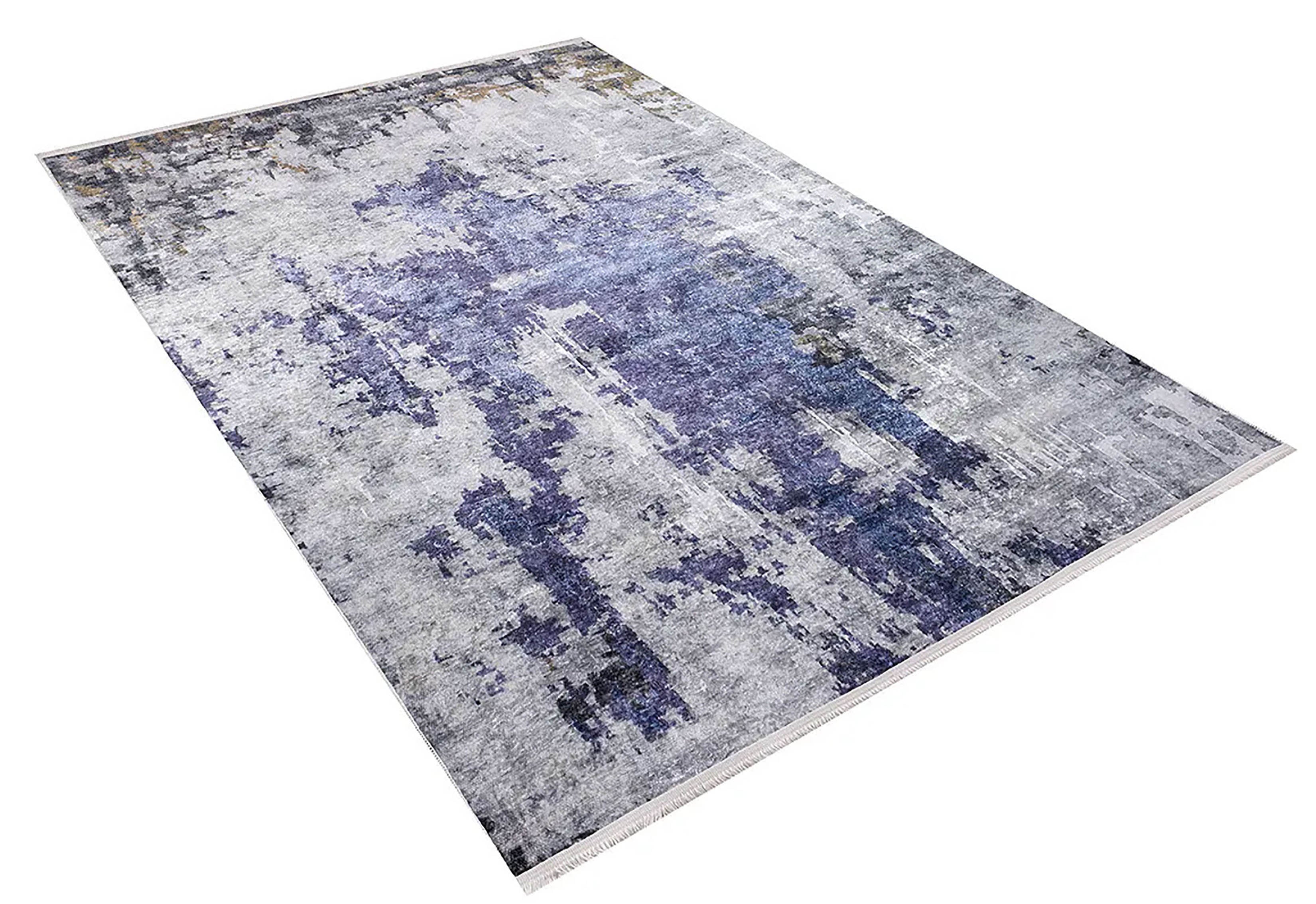 Mor ve Gri Soyut Sanat Halısı | Modern Geçişli Efektli Kilim