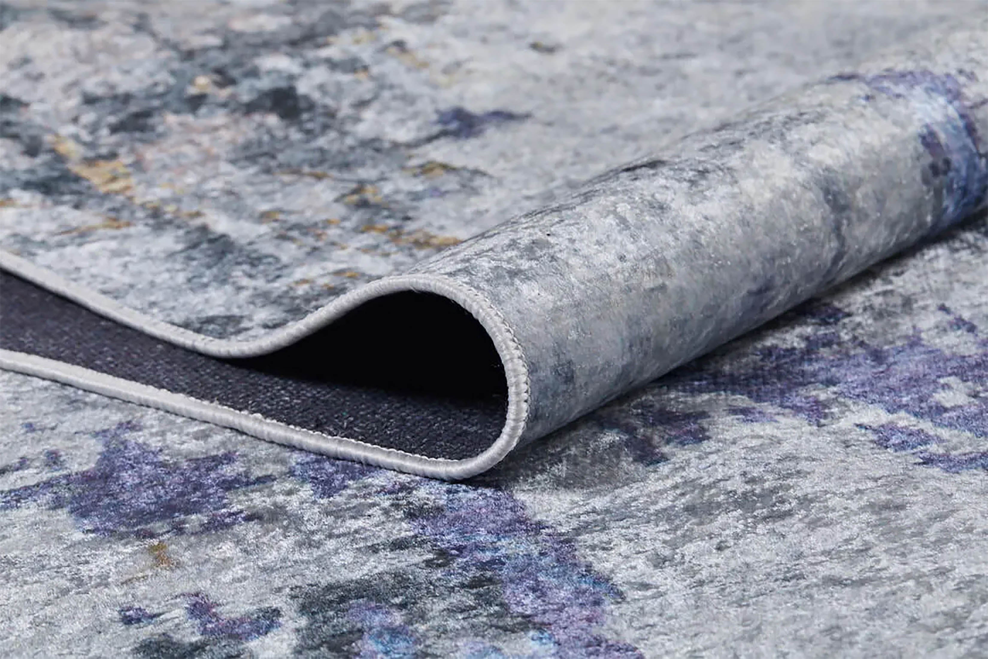 Mor ve Gri Soyut Sanat Halısı | Modern Geçişli Efektli Kilim