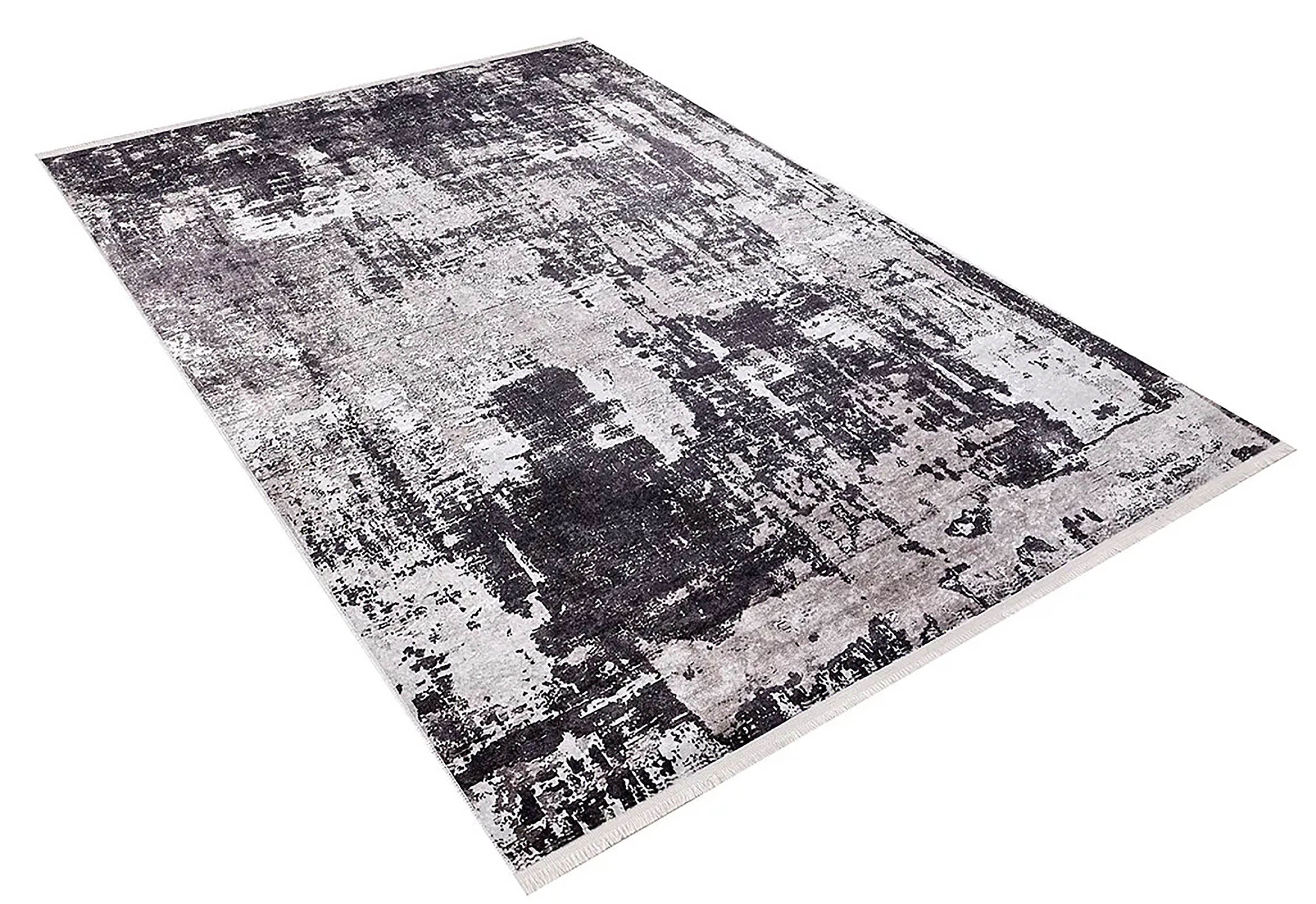 Koyu Füme ve Gri Soyut Sanat Halısı | Geçişli Efektli Modern Kilim
