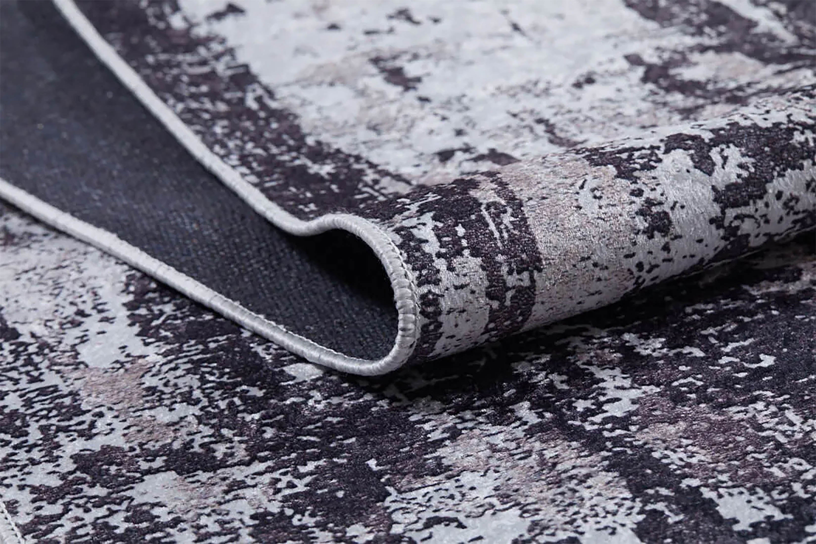 Koyu Füme ve Gri Soyut Sanat Halısı | Geçişli Efektli Modern Kilim