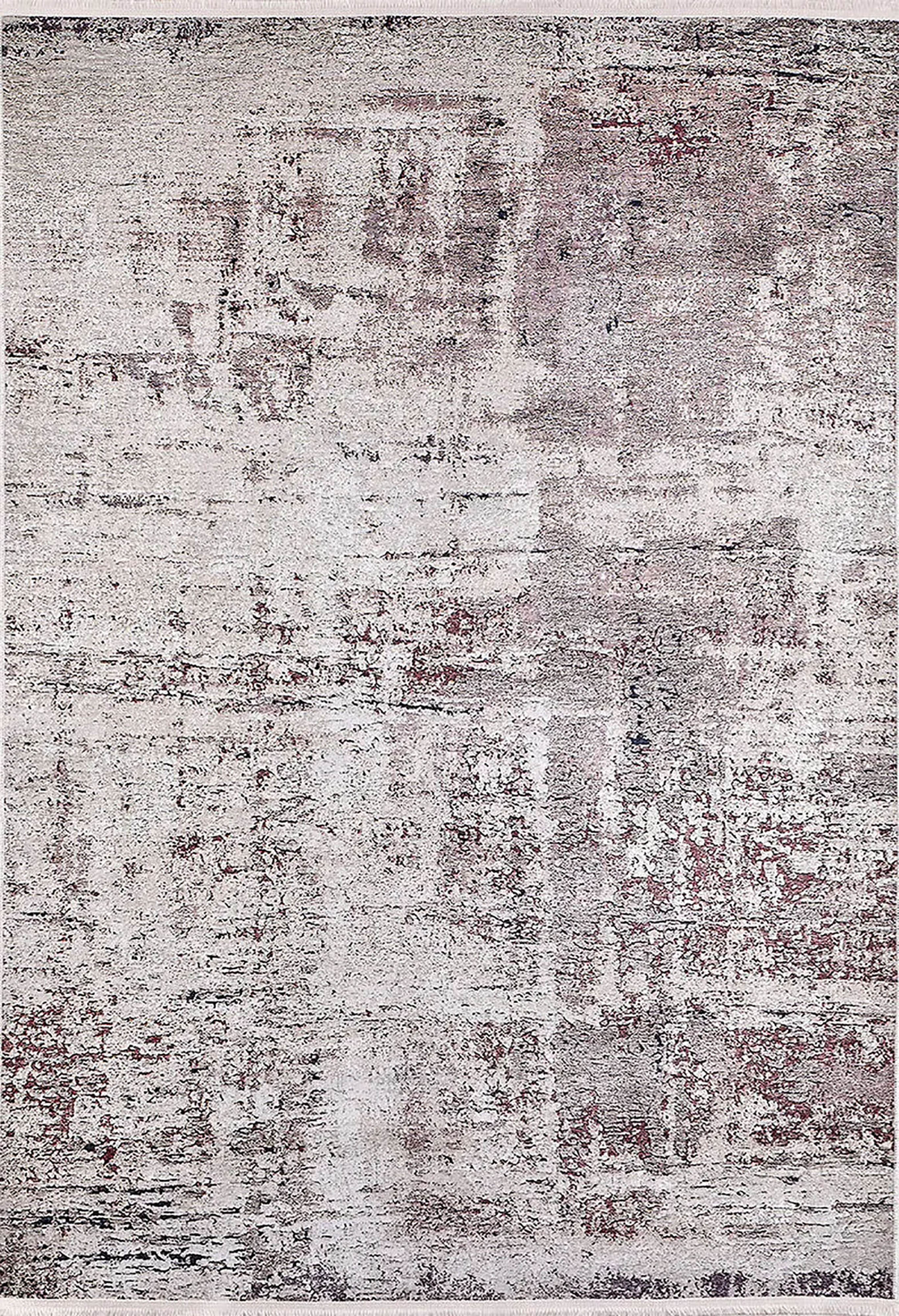 Krem, Bordo ve Gri Soyut Sanat Halısı | Modern Geçişli Efektli Kilim