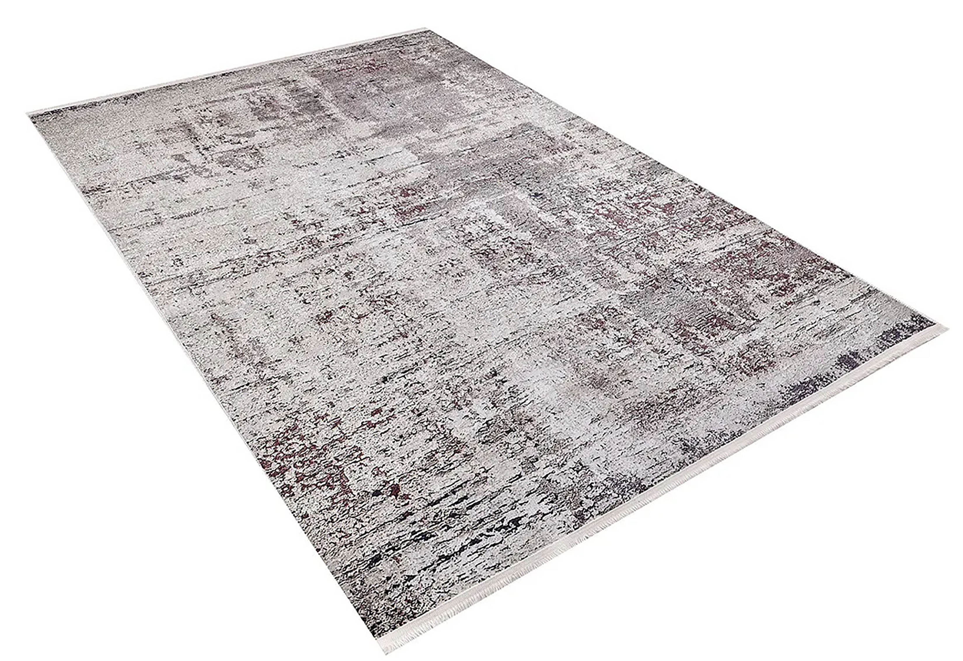 Krem, Bordo ve Gri Soyut Sanat Halısı | Modern Geçişli Efektli Kilim