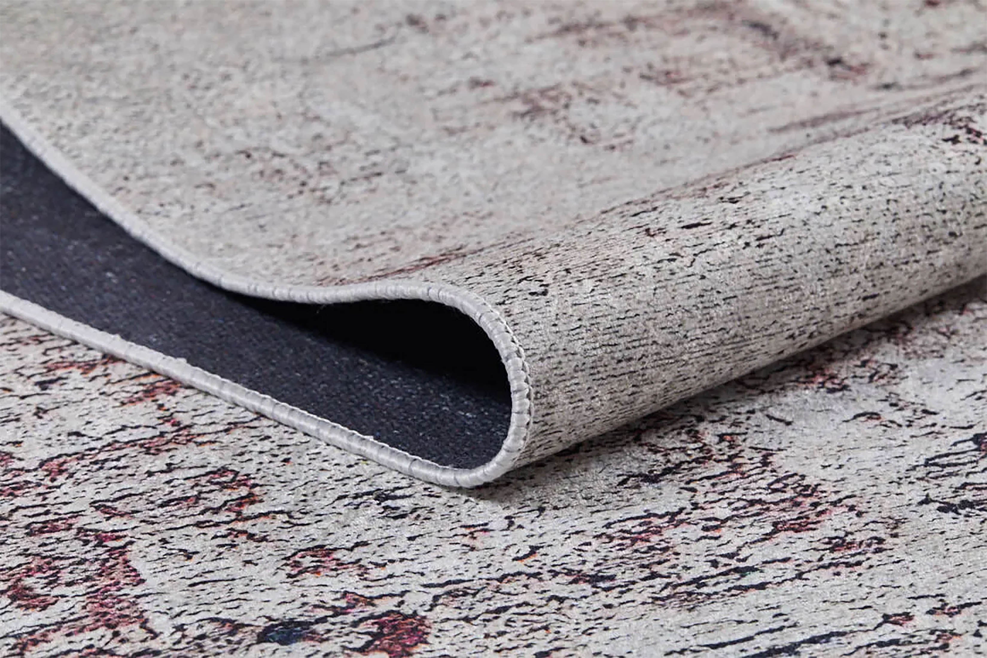 Krem, Bordo ve Gri Soyut Sanat Halısı | Modern Geçişli Efektli Kilim