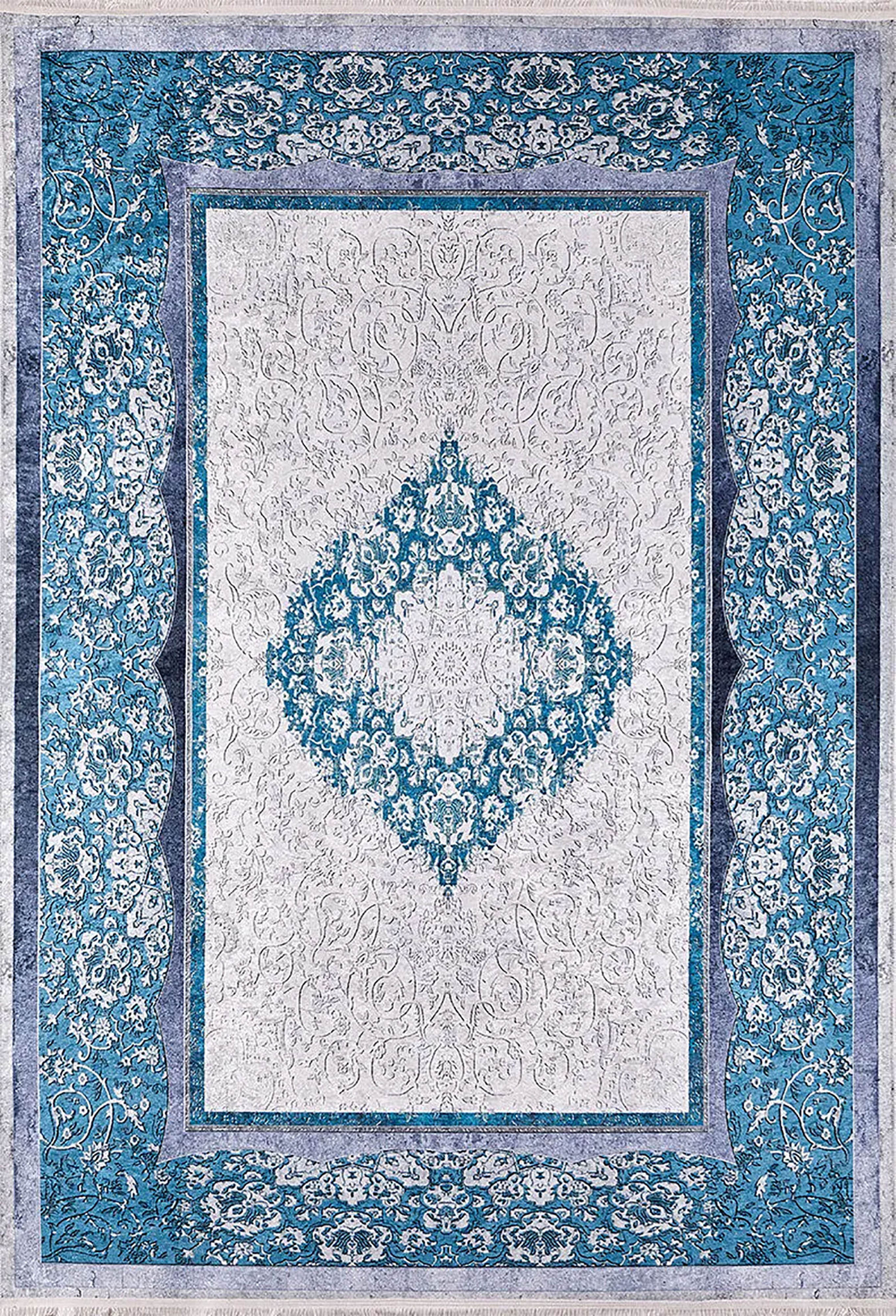 Madalyon Mavi Krem Halı - Pera Halı