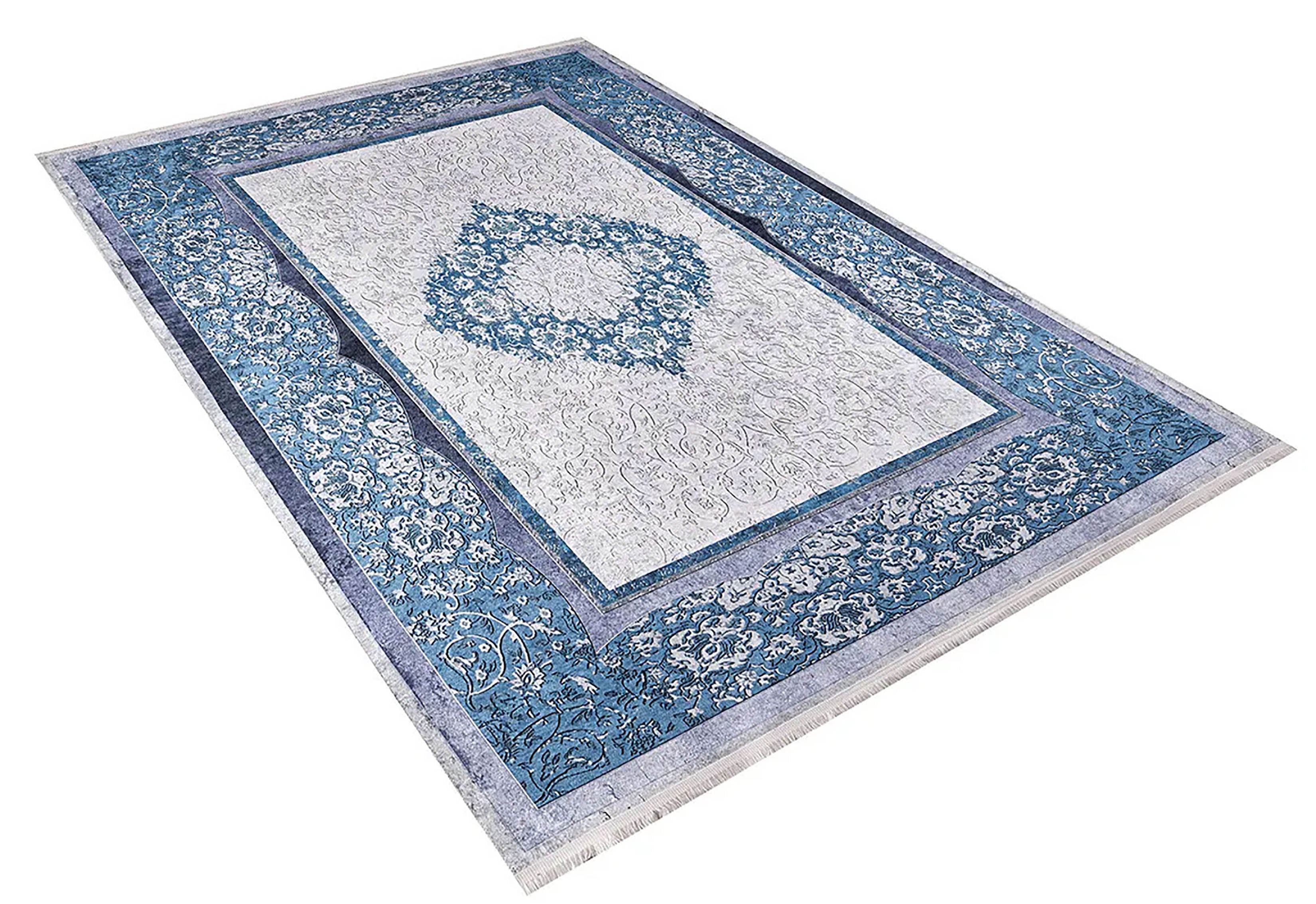 Madalyon Mavi Krem Halı - Pera Halı