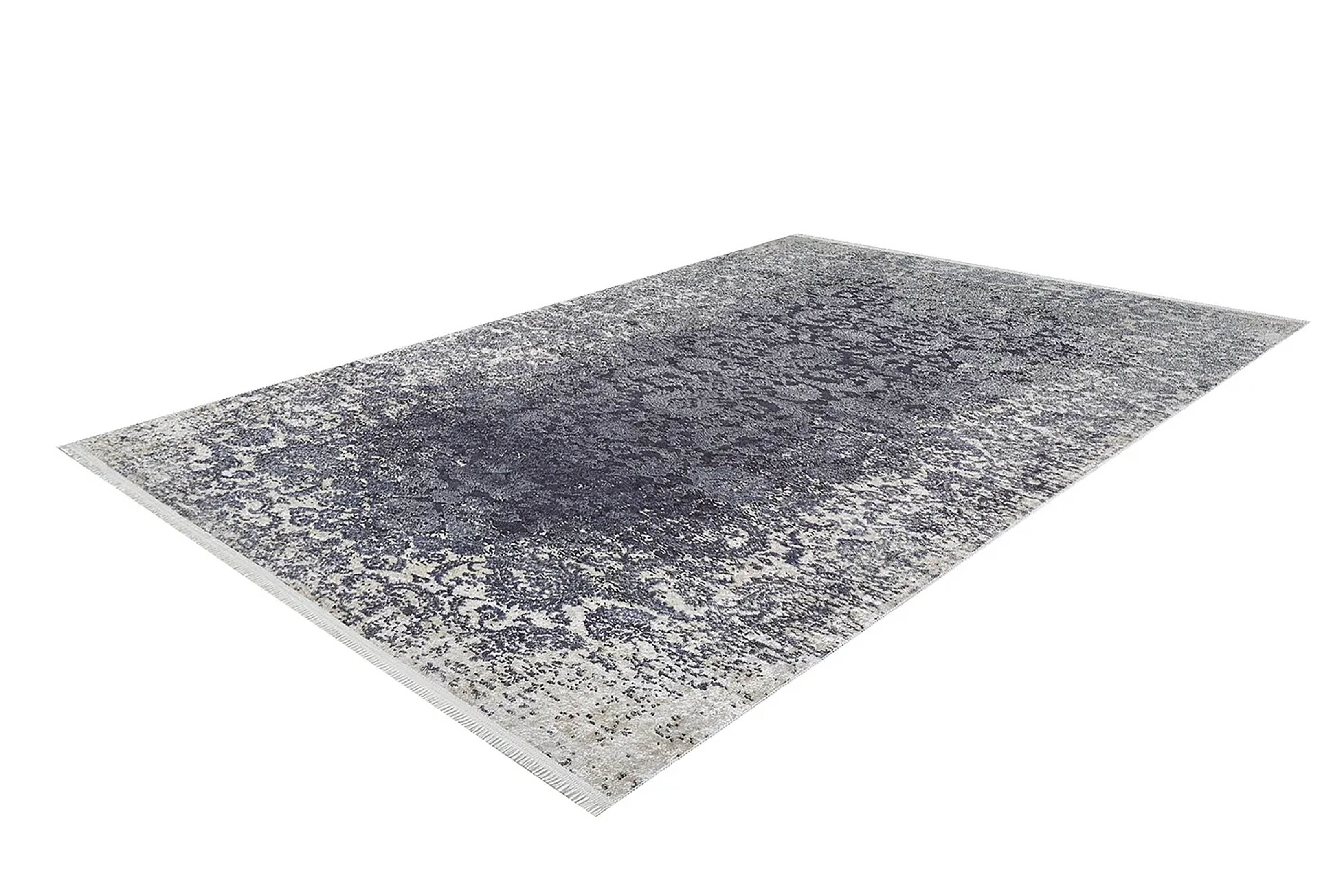 Mor Gri Çiçekli Vintage Geometrik Modern Halı - Pera Halı