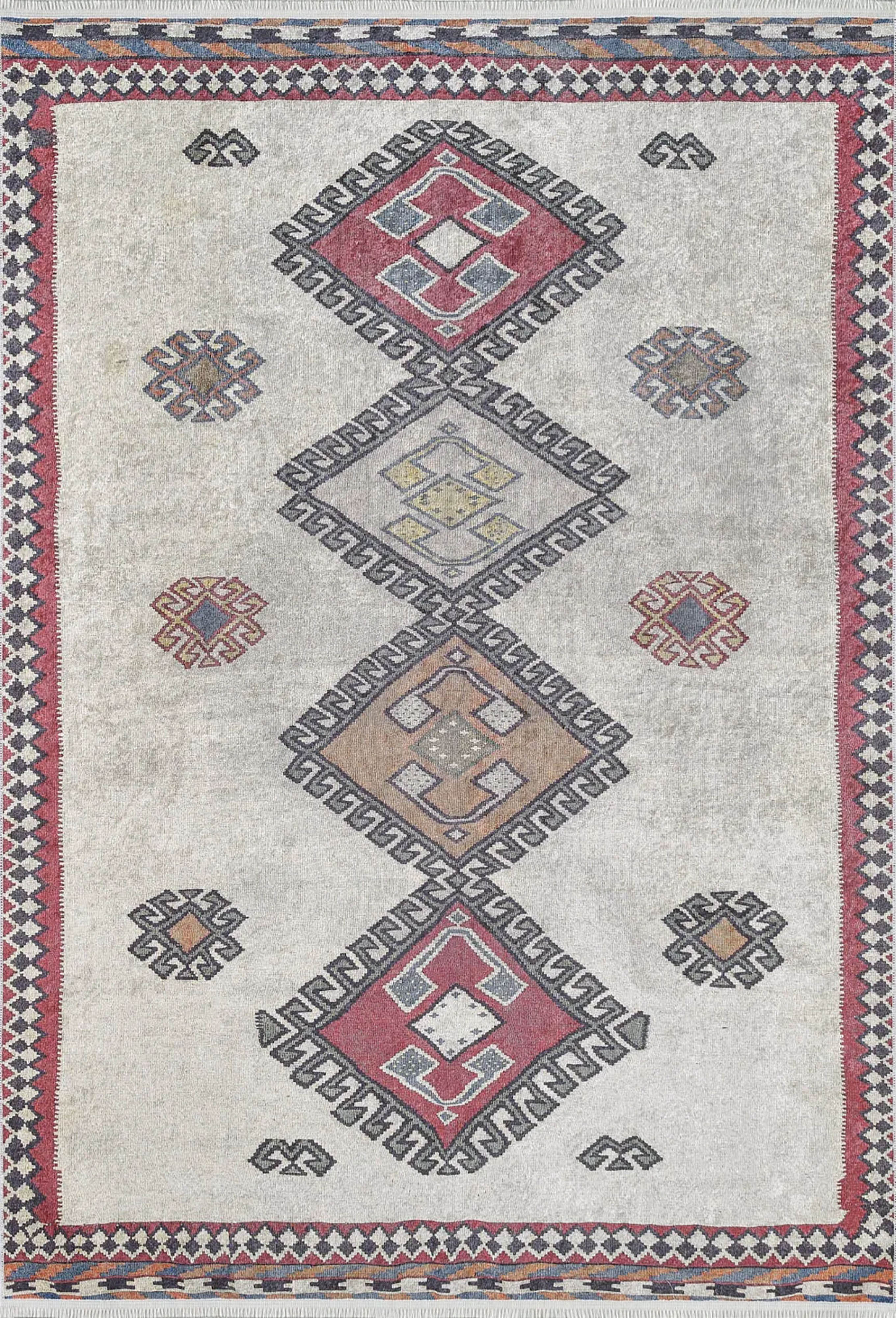 Fas Kırmızı Gri Kilim Halı - Pera Halı