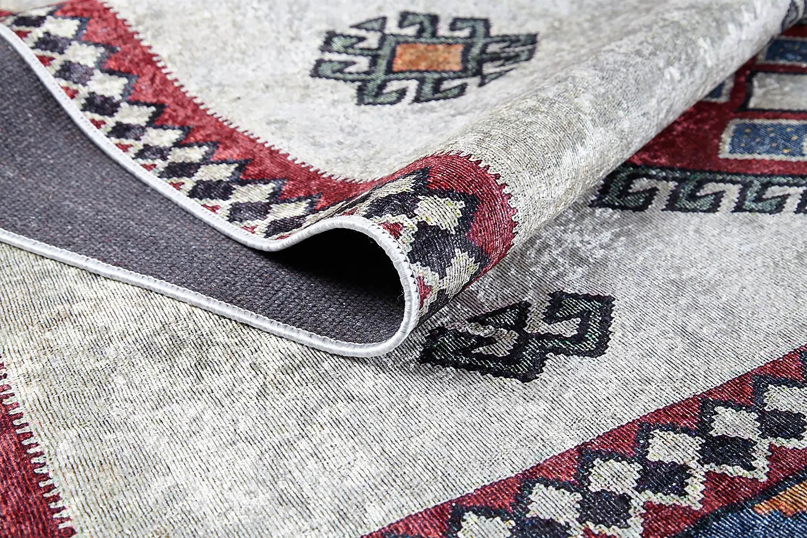 Fas Kırmızı Gri Kilim Halı - Pera Halı