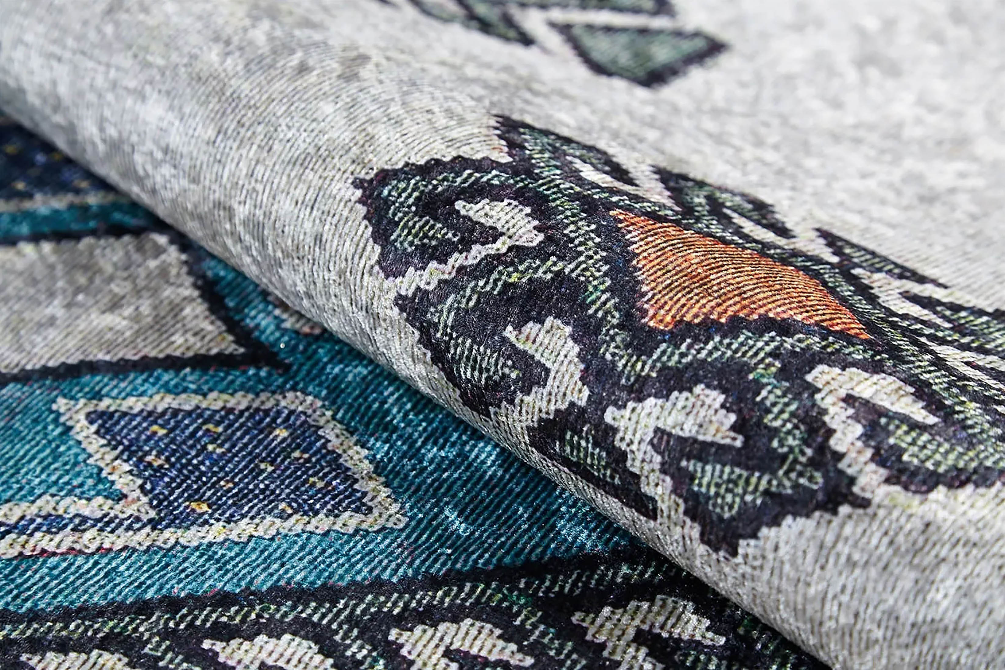 Fas Turkuaz Gri Kilim Halı - Pera Halı