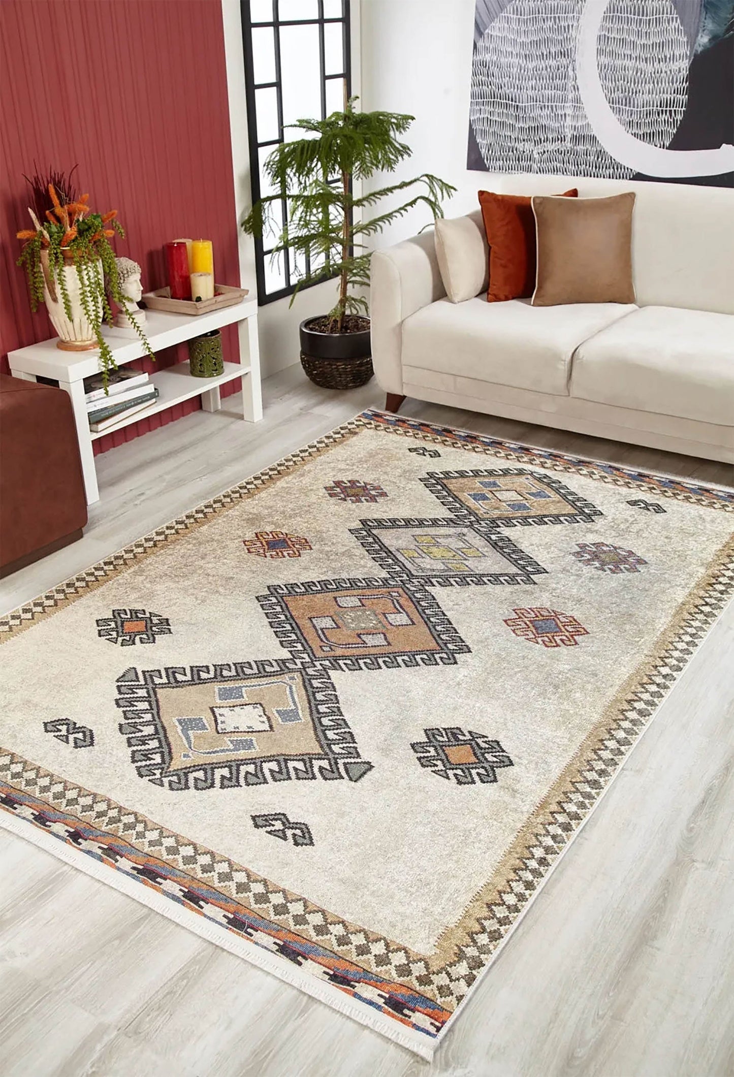 Fas Bej Gri Kilim Halı - Pera Halı
