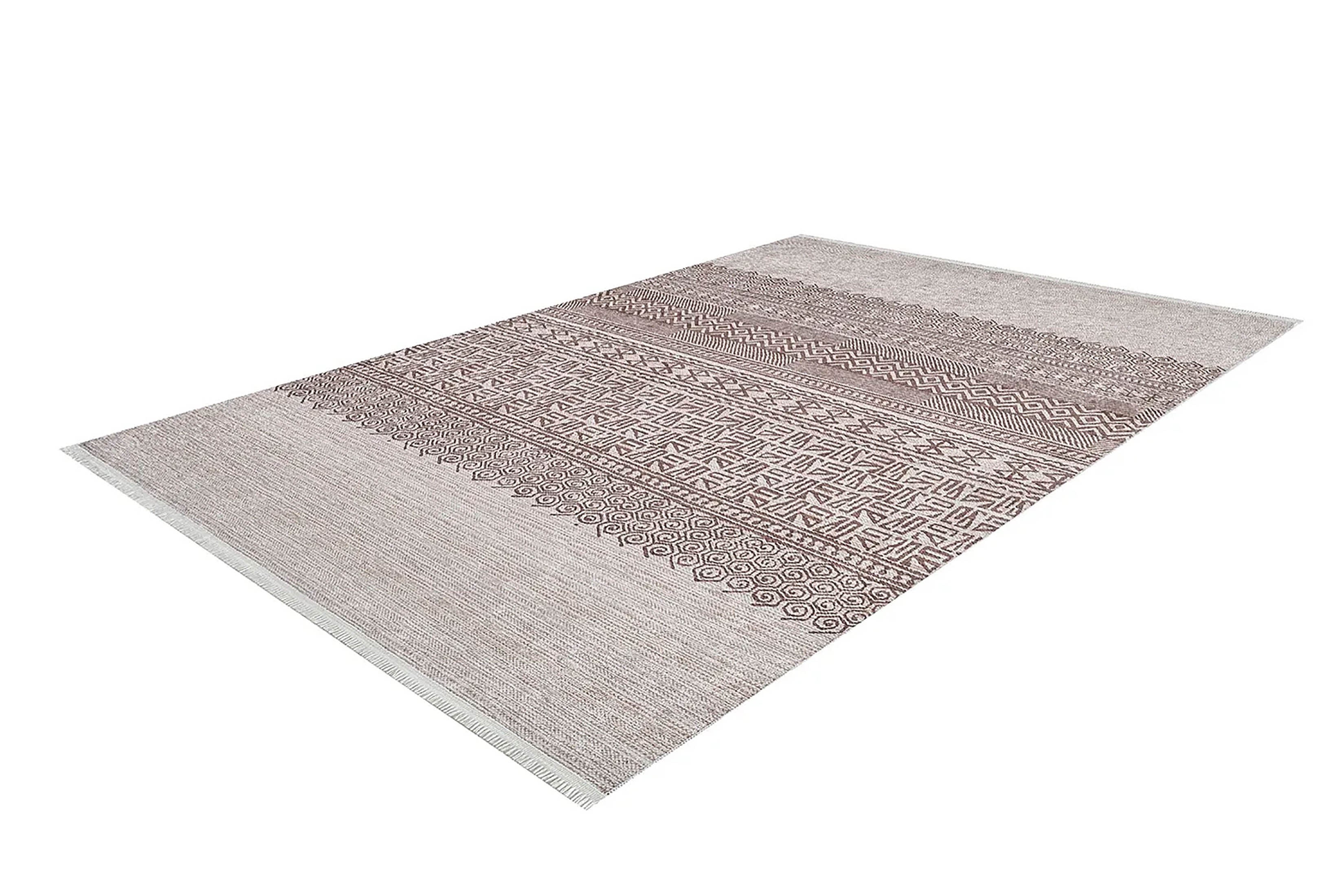 Bej Kahverengi Etnik Desenli Geometrik Anadolu Kilim Halı - Pera Halı