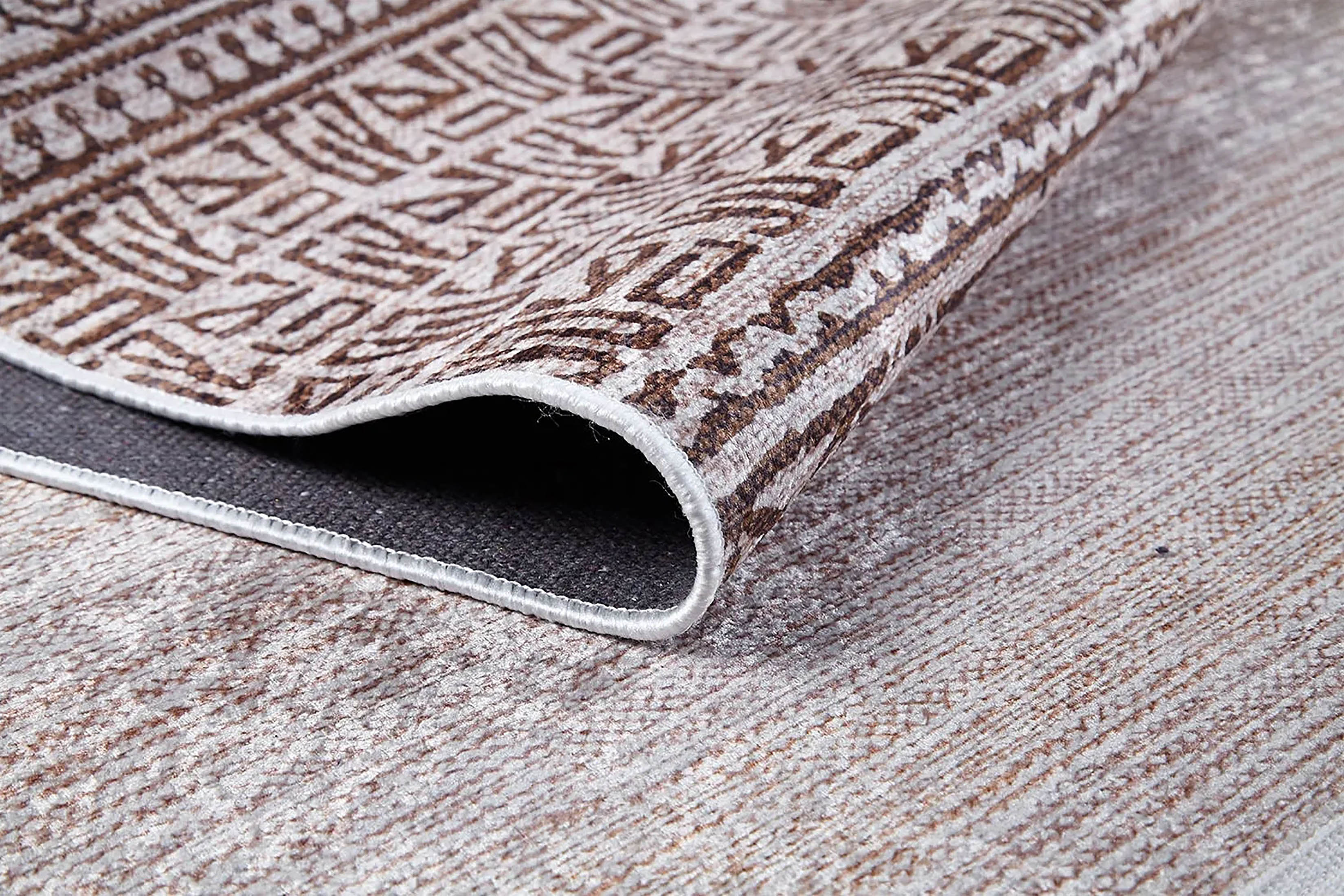Bej Kahverengi Etnik Desenli Geometrik Anadolu Kilim Halı - Pera Halı