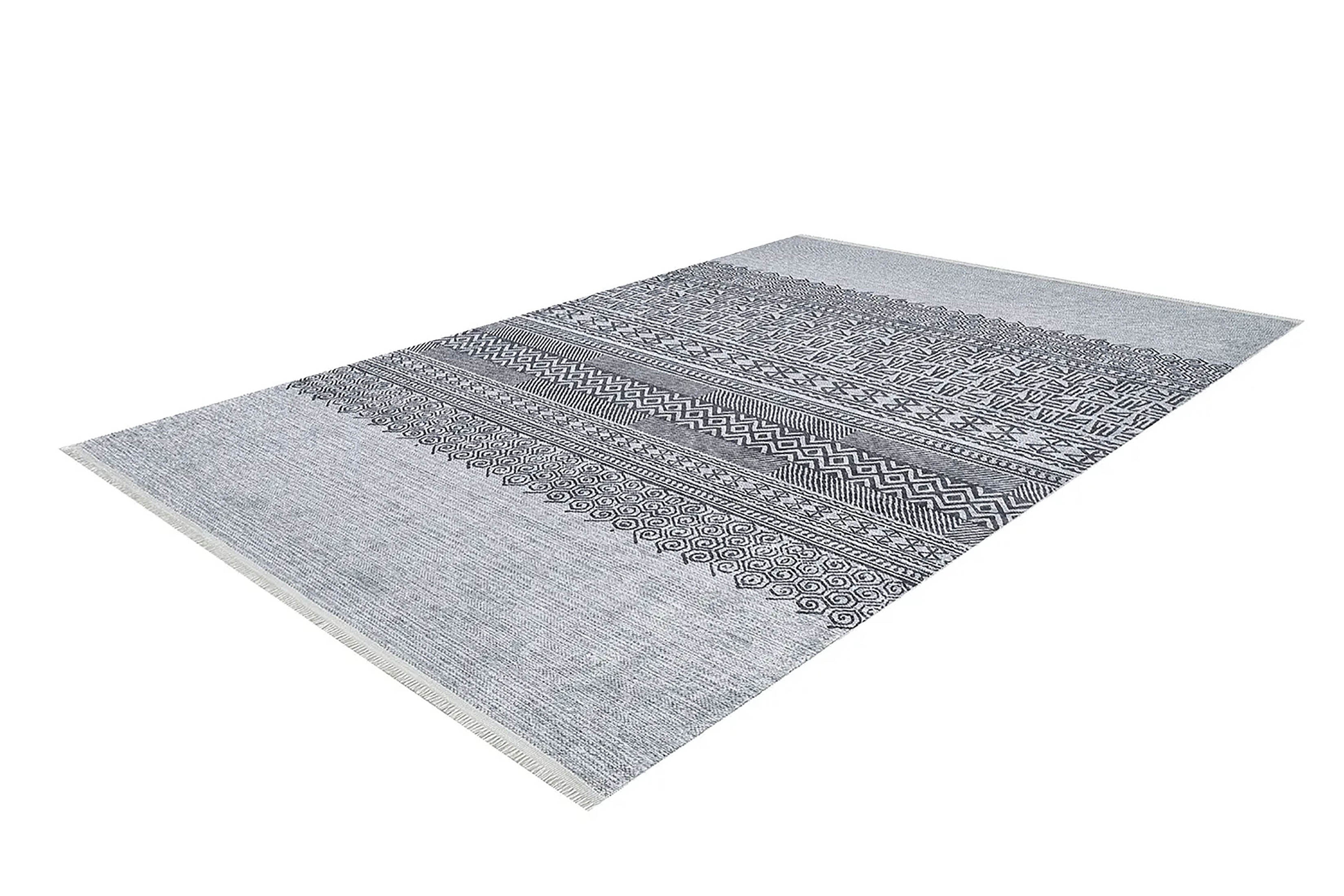 Pale Pink Cream Beige Geometric Patterned Kilim Rug