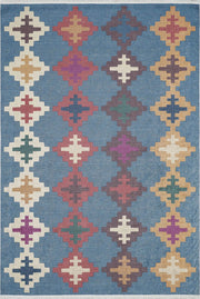 Pale Pink Cream Beige Geometric Patterned Kilim Rug