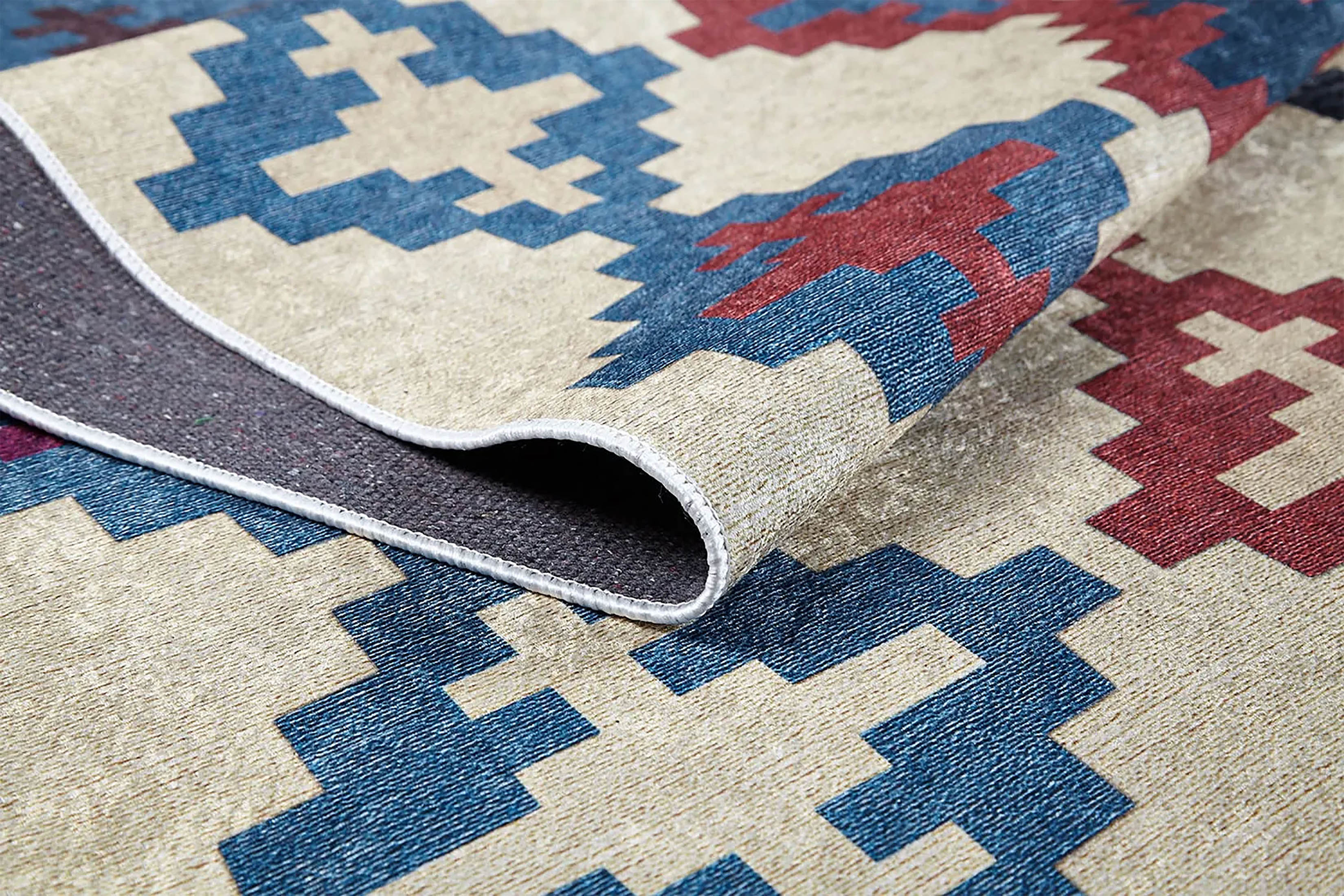 Kilim Halı | Bej Zeminli Çok Renkli Etnik Desenli | Bohem Tarzı