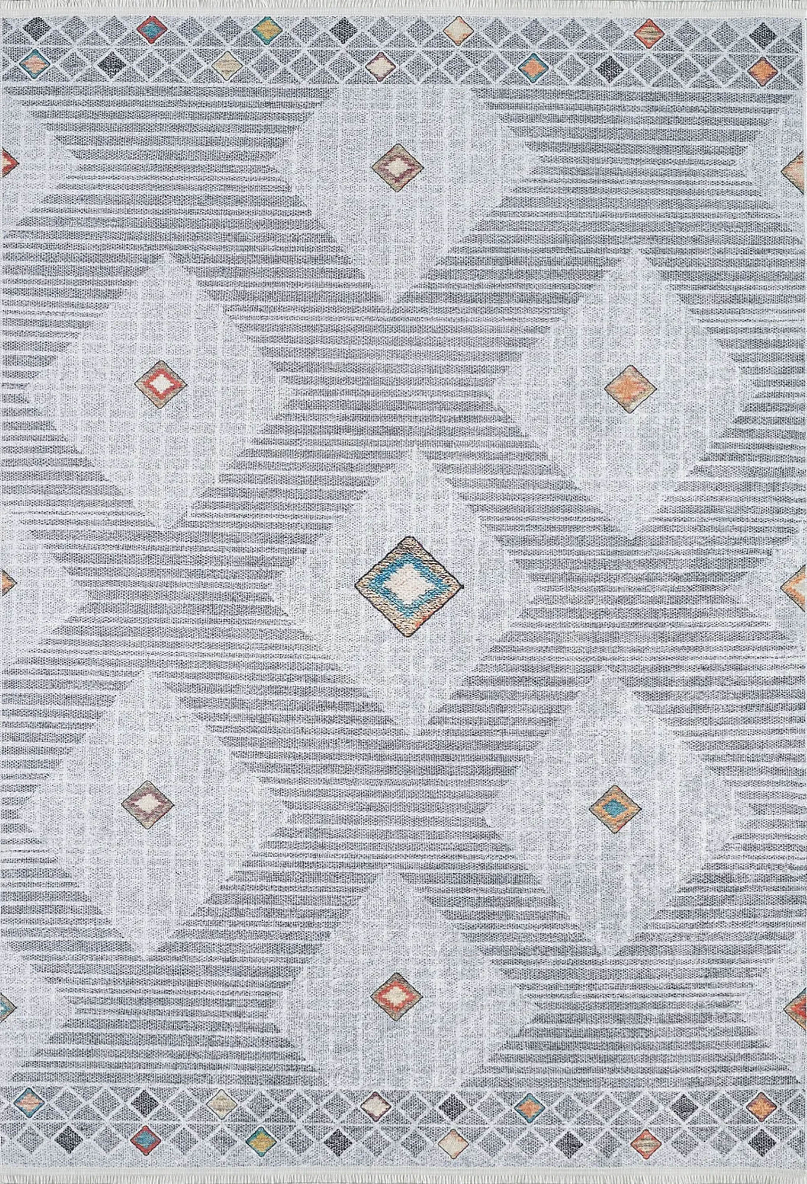 Gri Geometrik Modern Antika Vintage Halı