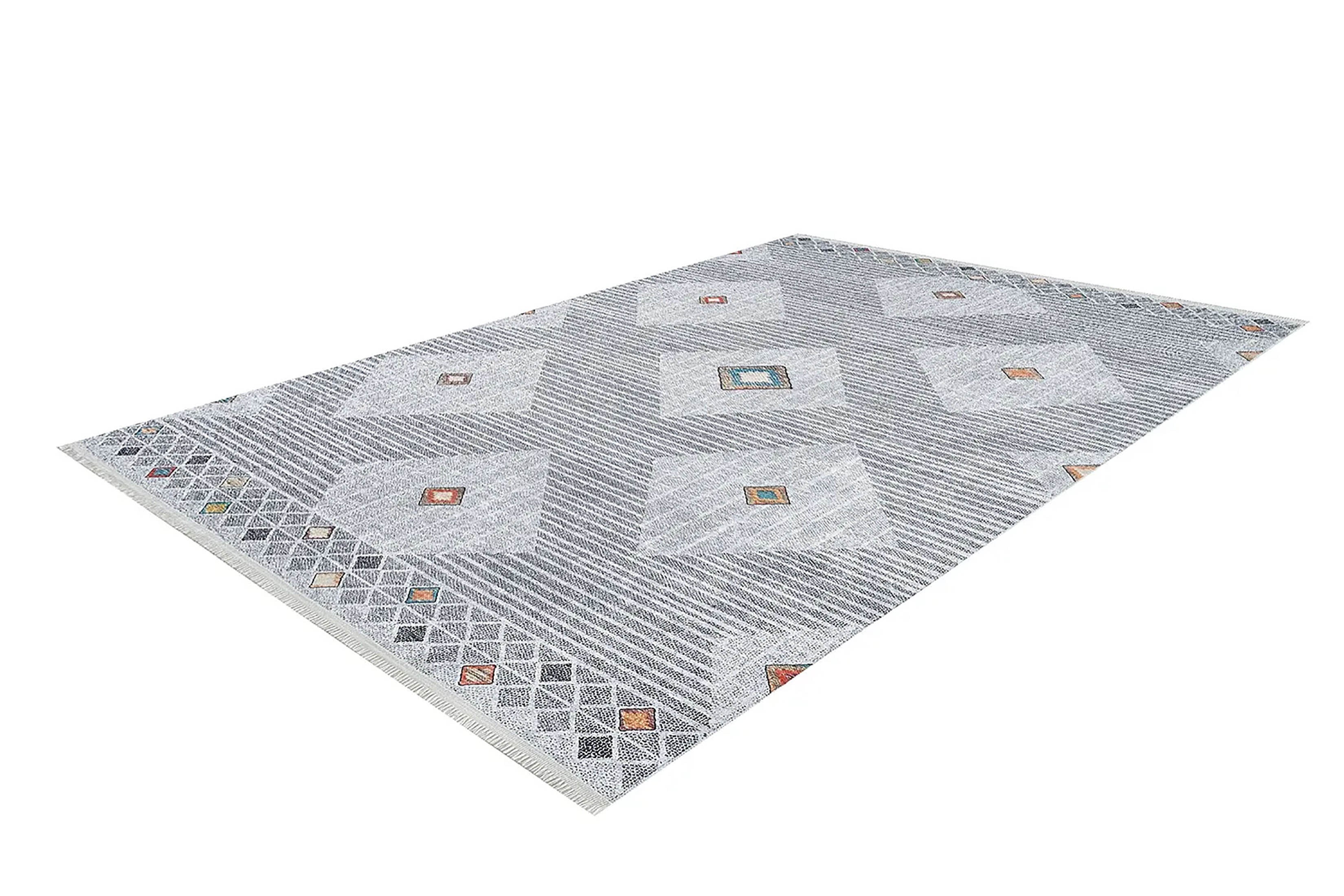 Gri Geometrik Modern Antika Vintage Halı