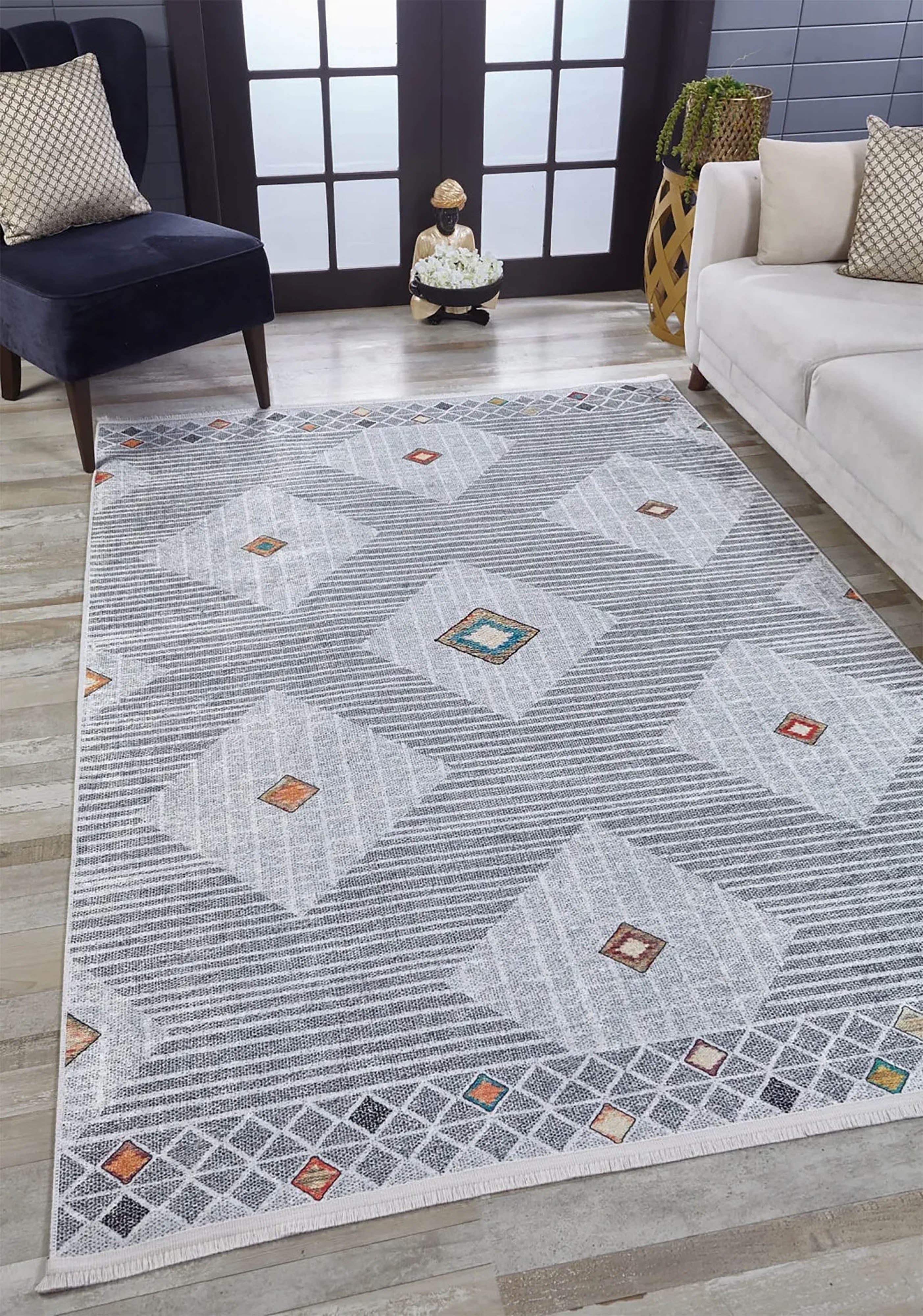 Gri Geometrik Modern Antika Vintage Halı