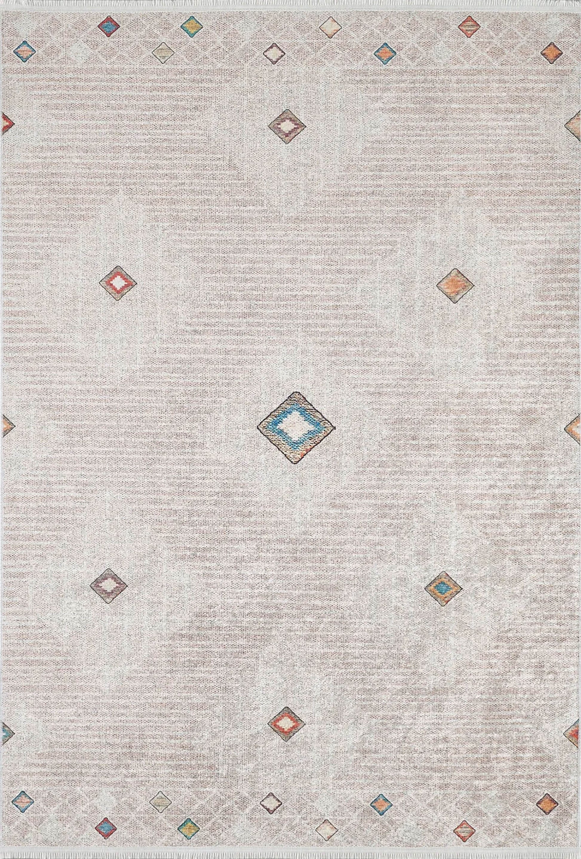Bej Geometrik Modern Antika Vintage Halı