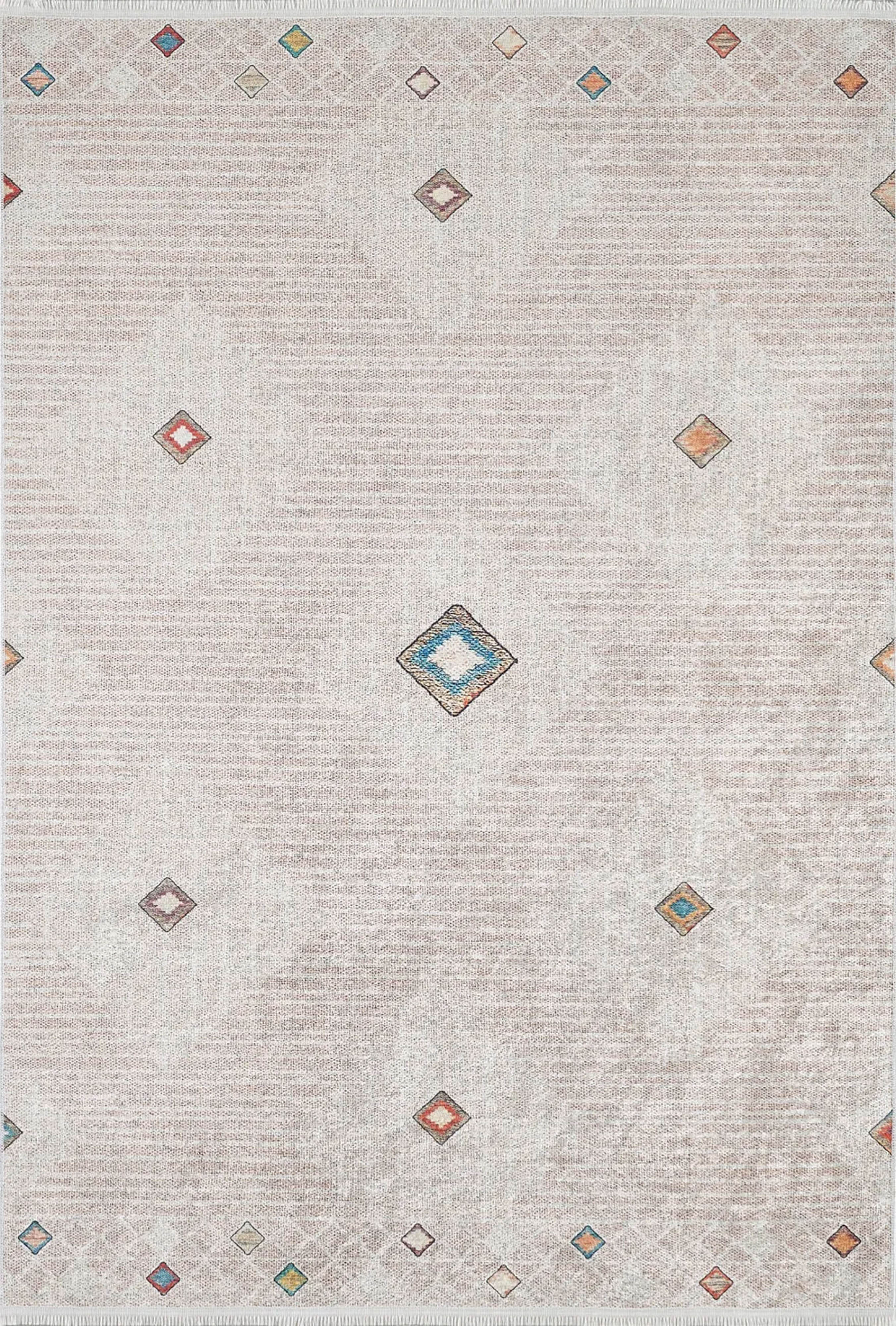Bej Geometrik Modern Antika Vintage Halı