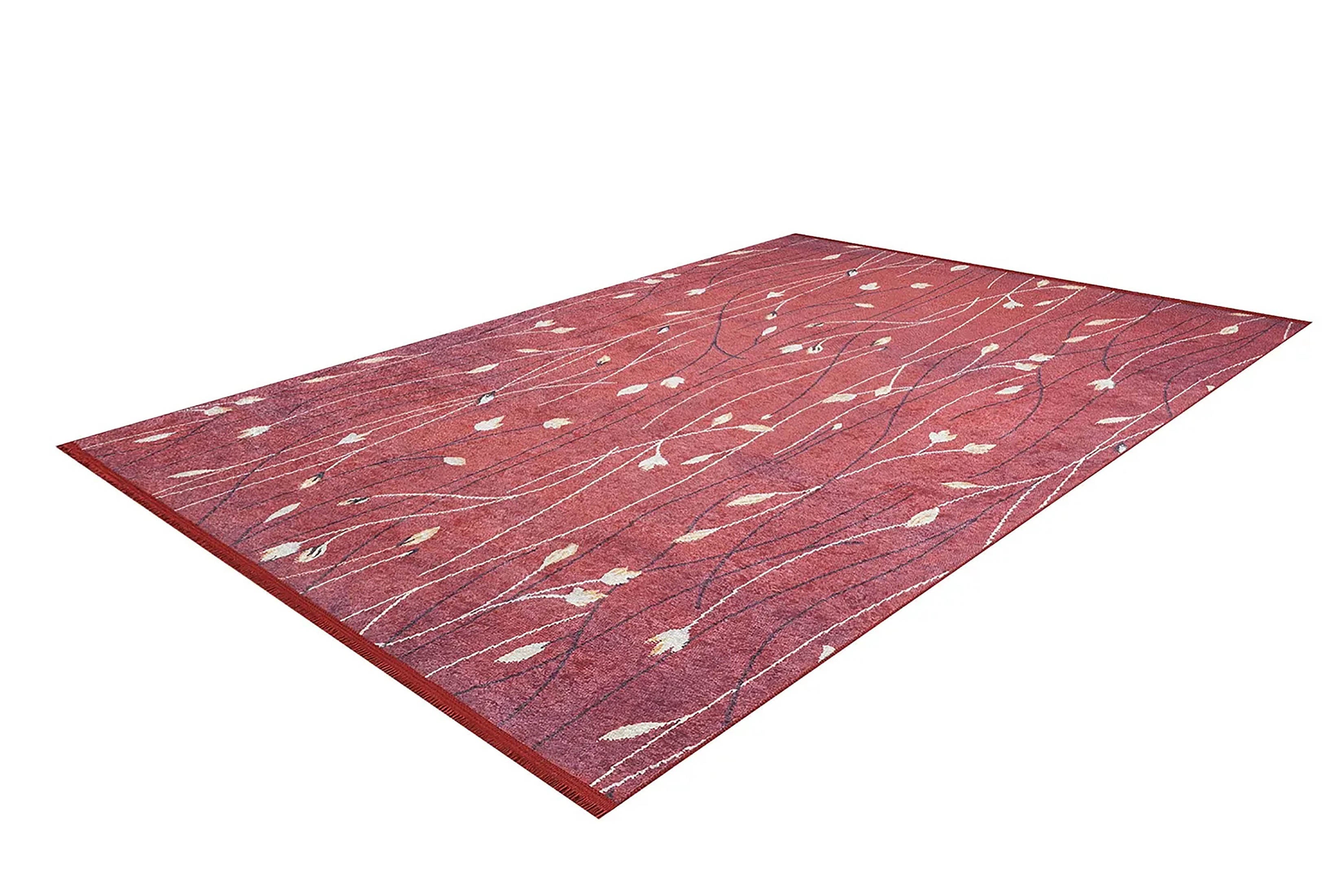 Çiçek Desenli Kırmızı Kilim Halı - Pera Halı