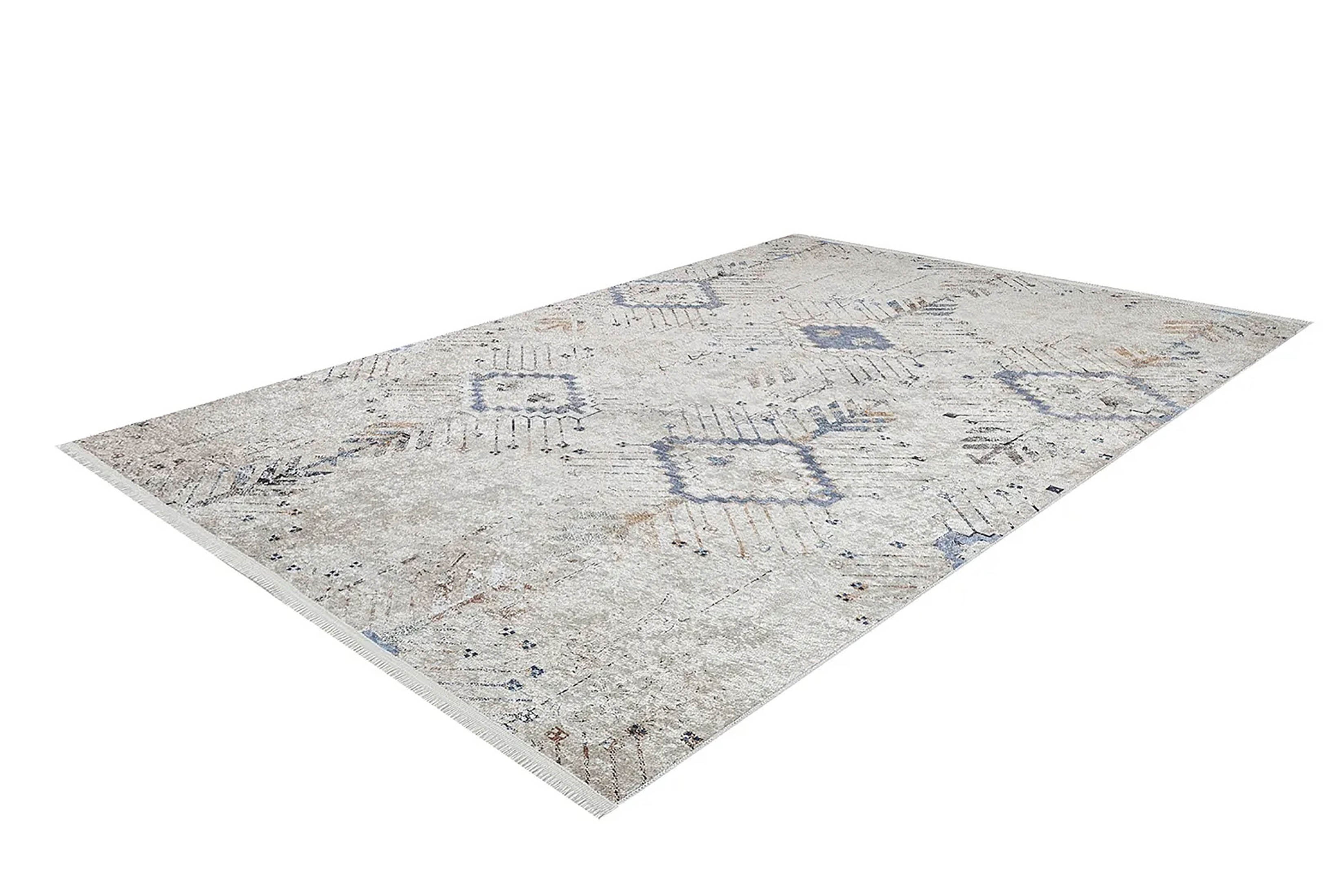 Pale Pink Cream Beige Geometric Patterned Kilim Rug