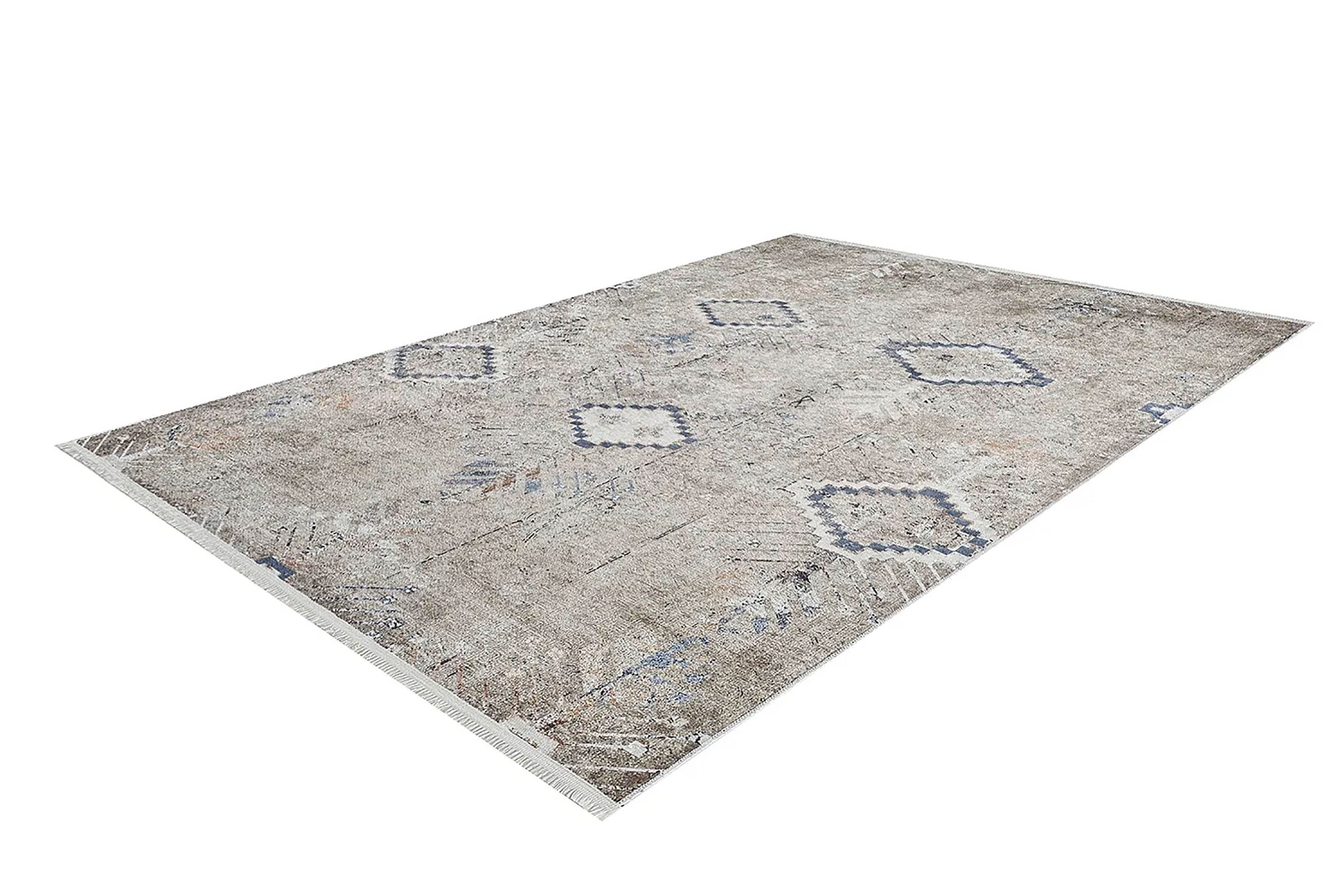 Pale Pink Cream Beige Geometric Patterned Kilim Rug