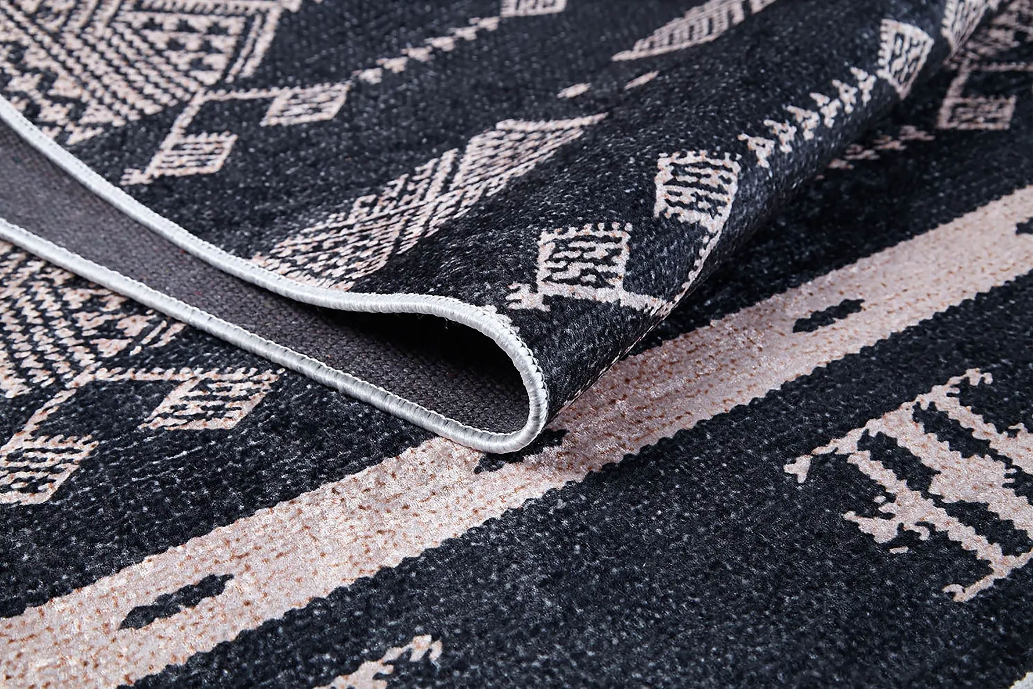 Siyah Geometrik Kilim Halı - Pera Halı