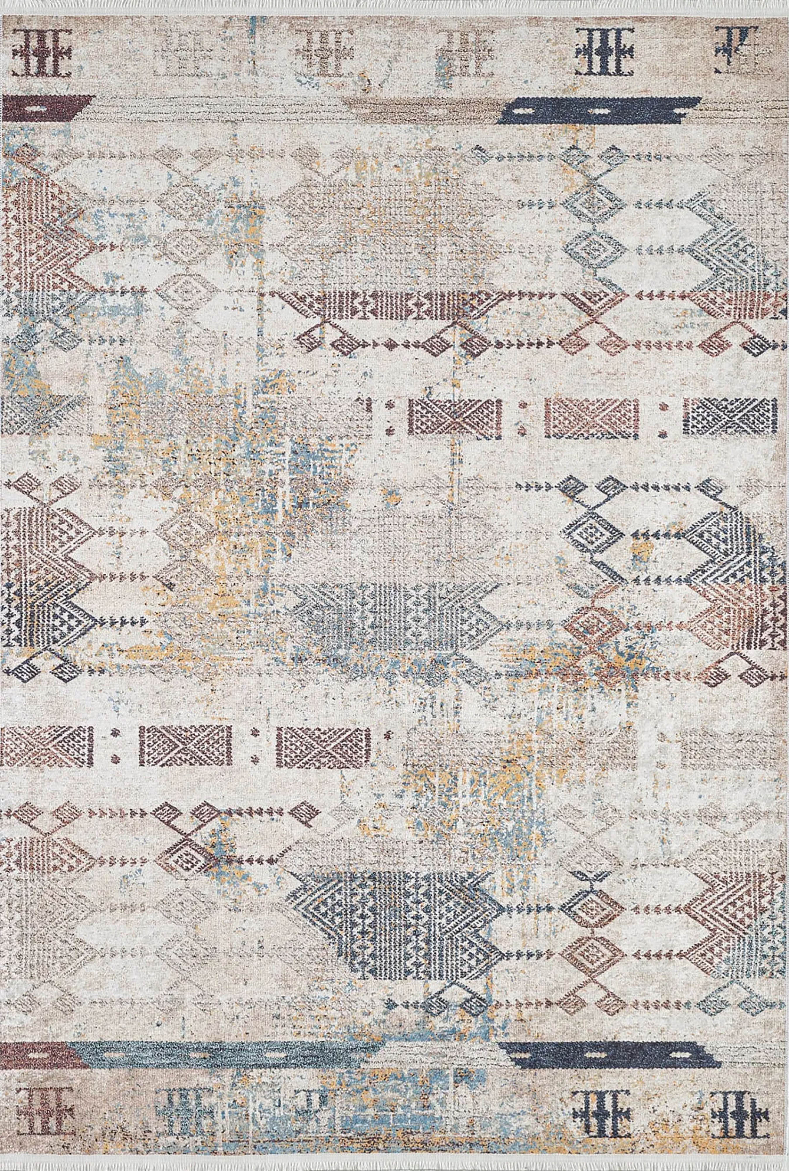 Geometrik Sade Bej Kilim Halı - Pera Halı