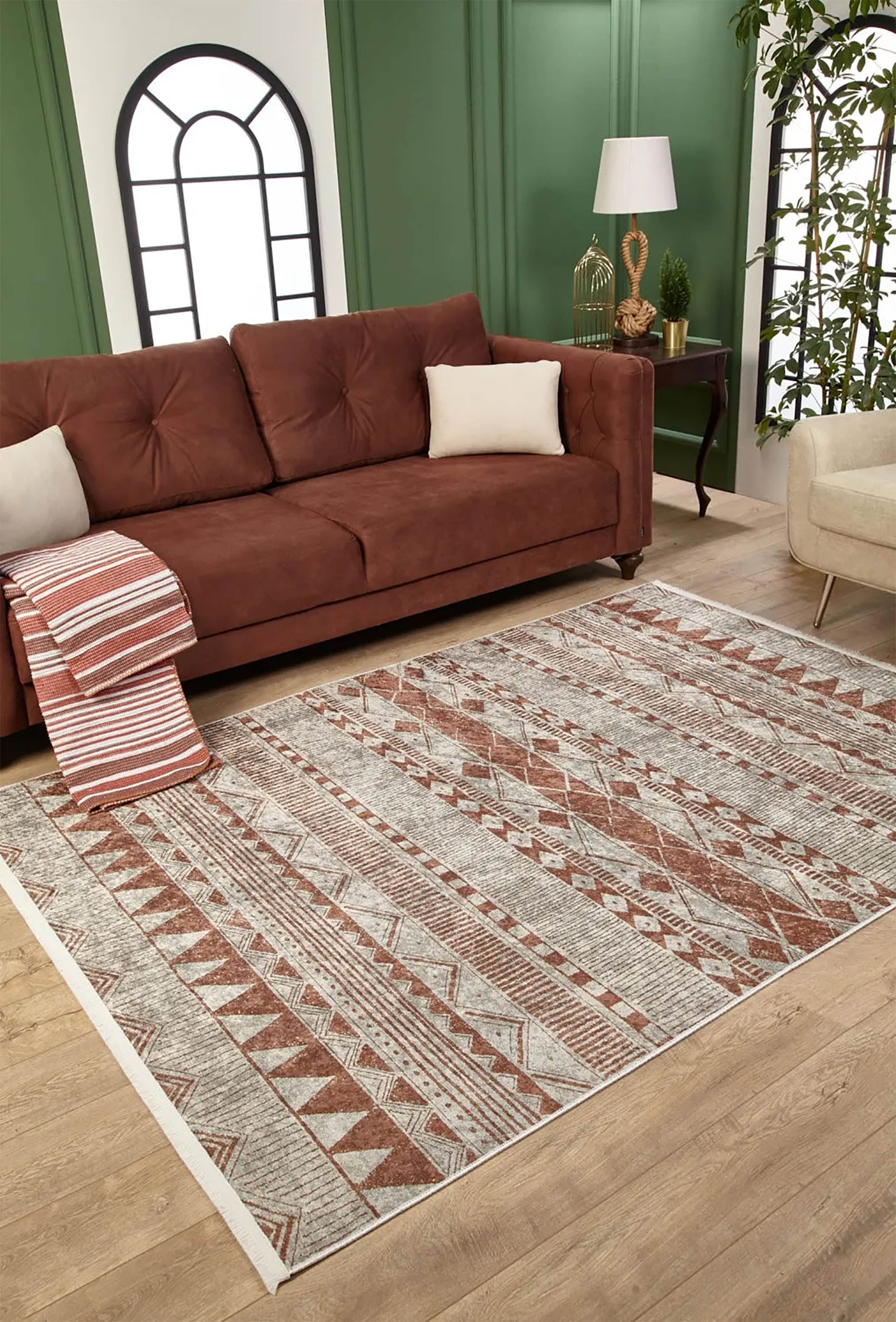Bej Geometrik Kilim Halı - Pera Halı