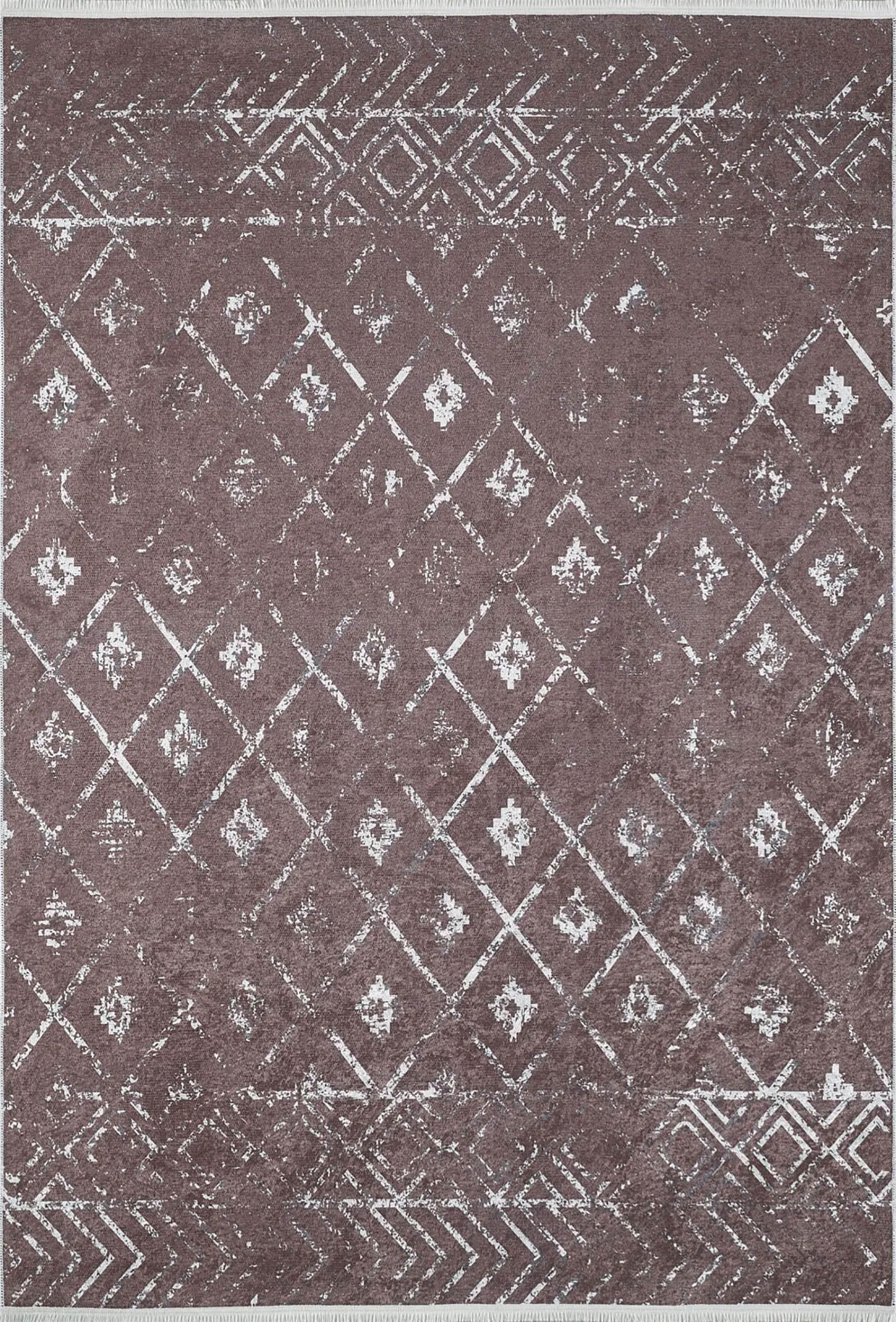 Kahverengi Geometrik Antika Benzersiz Vintage Halı - Pera Halı