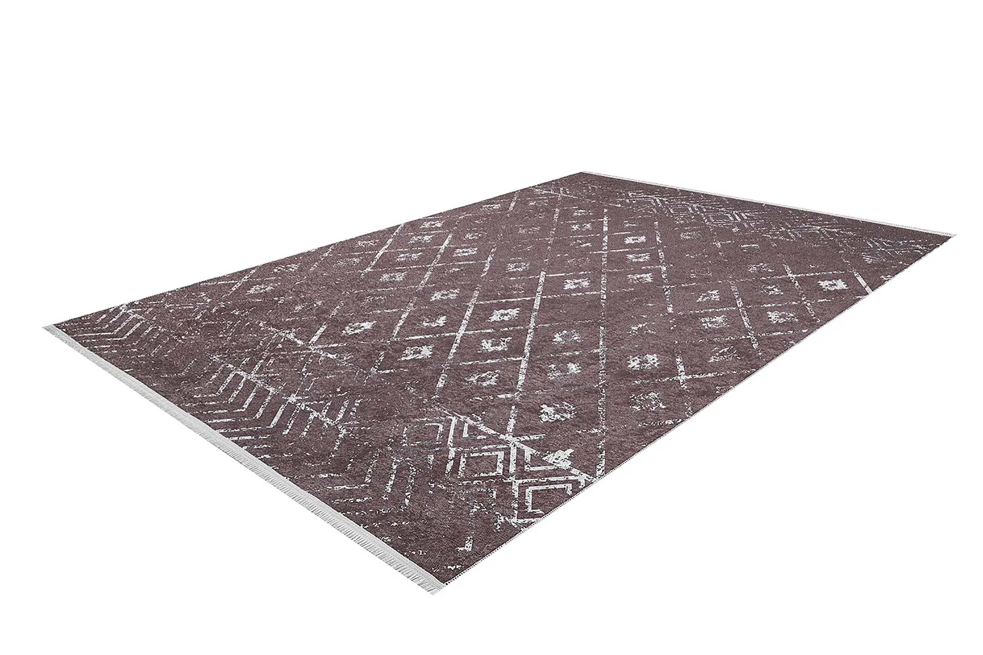 Kahverengi Geometrik Antika Benzersiz Vintage Halı - Pera Halı